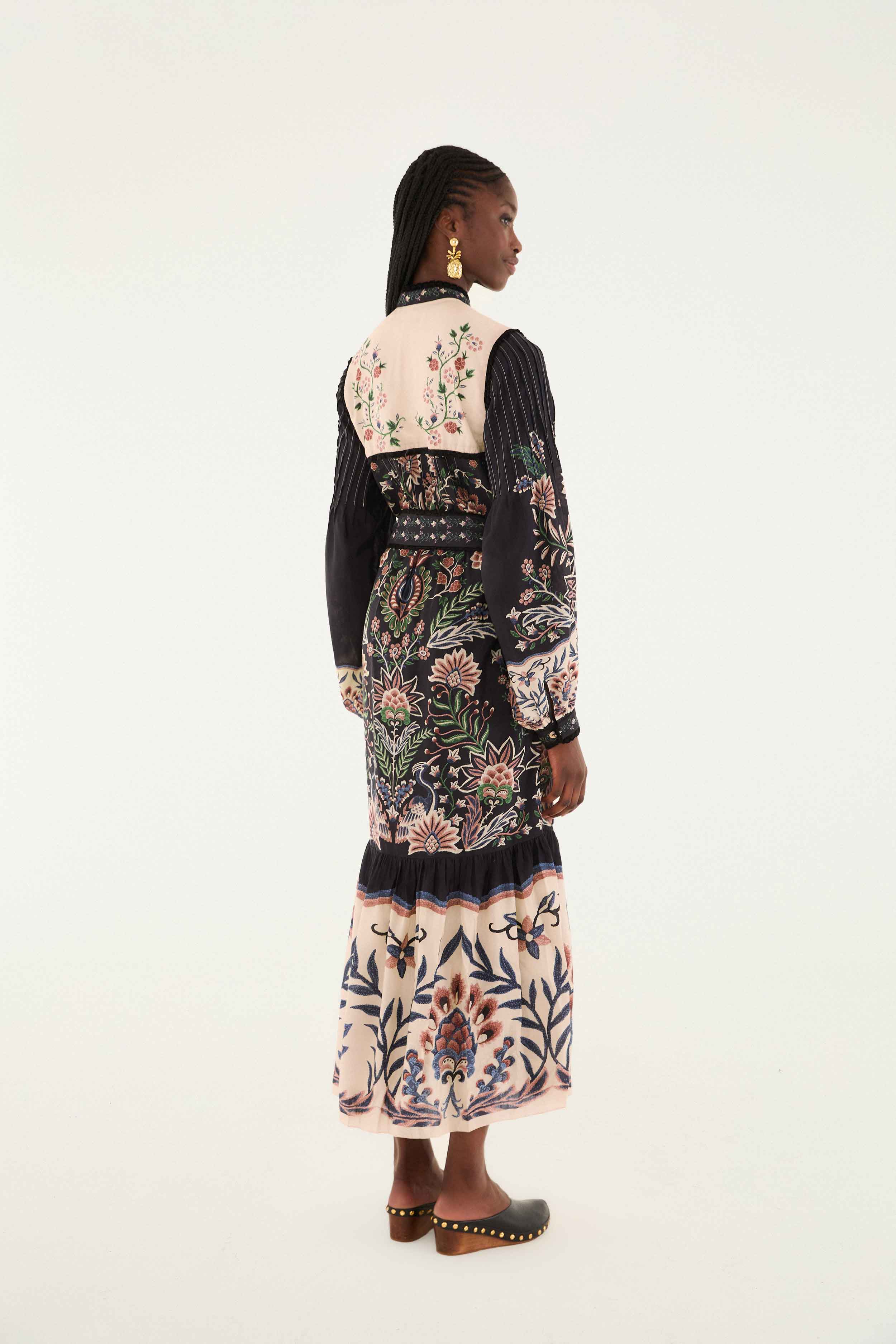 Black Marvelous Garden Long Sleeve Maxi Dress - Image 4