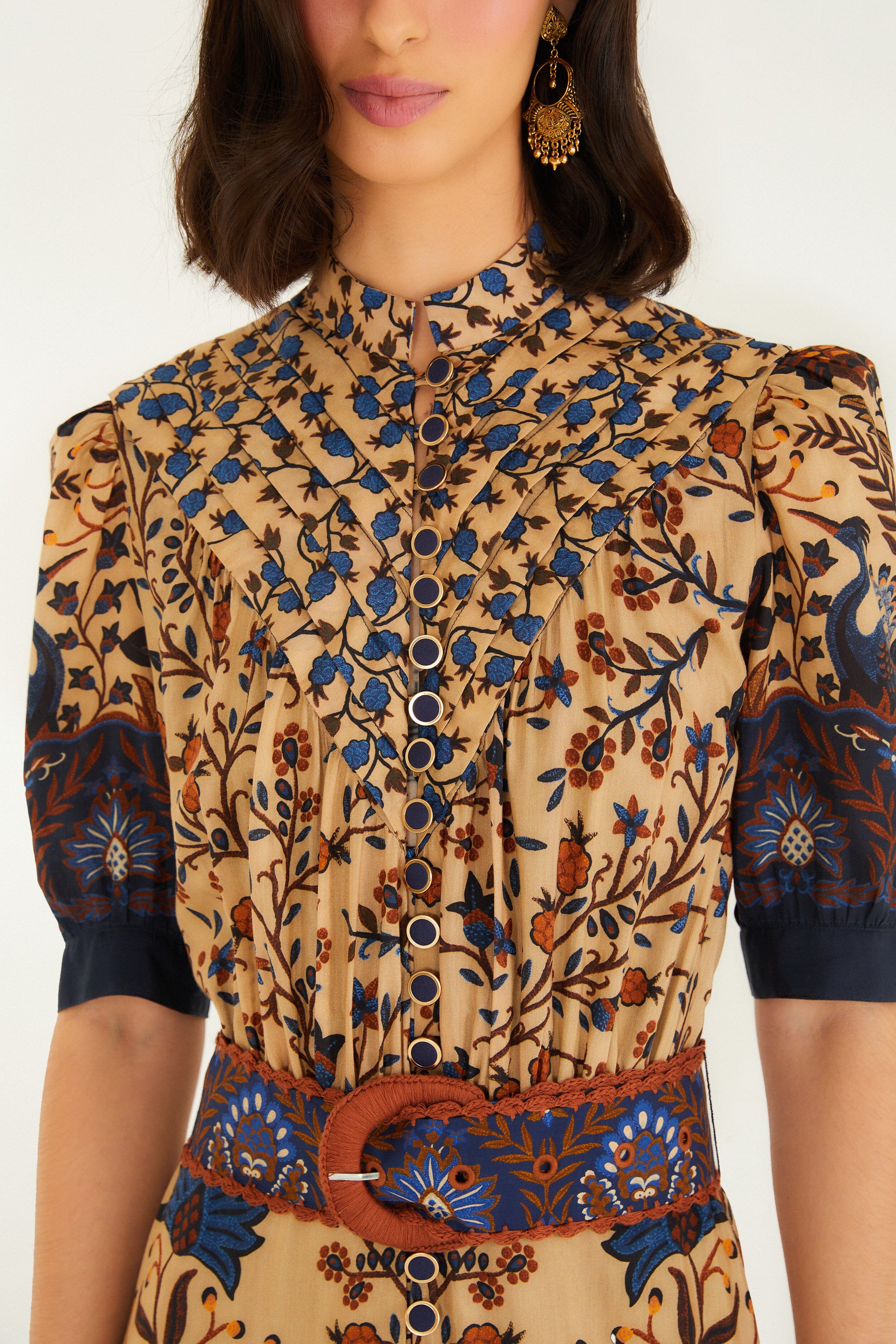 Cream Marvelous Garden Short Sleeve Midi Dress - Image 3