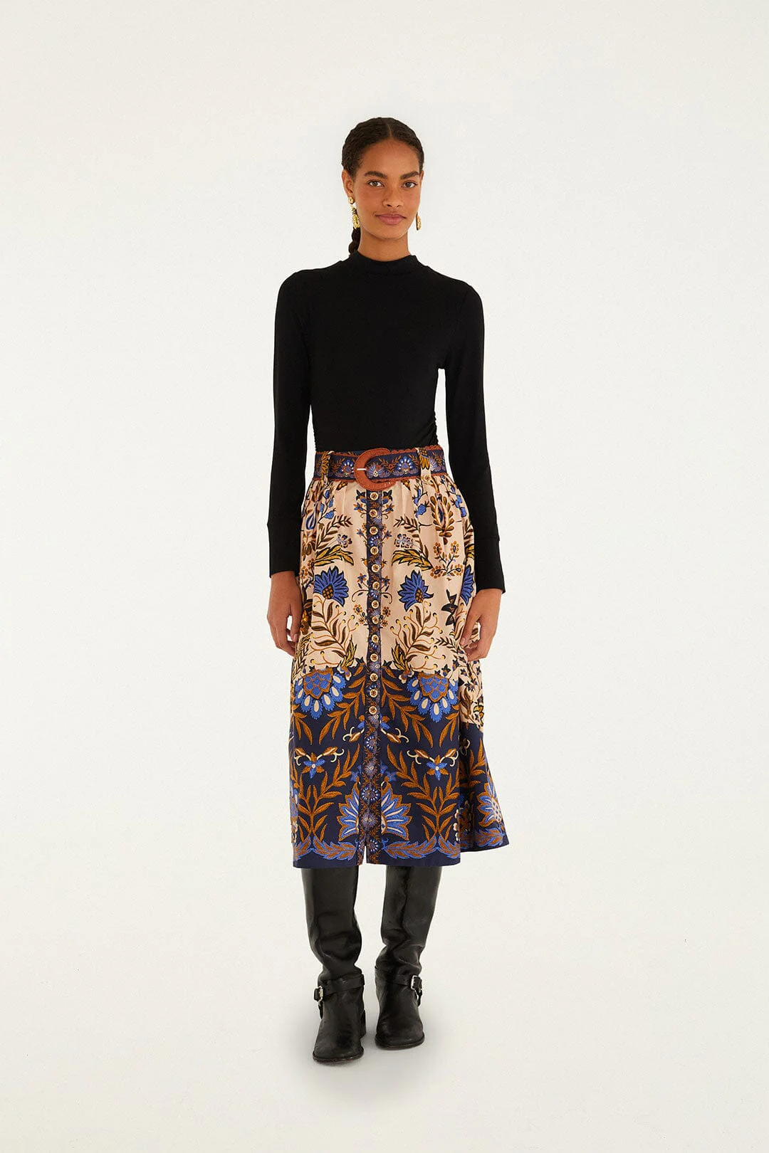 Pink Marvelous Garden Midi Skirt
