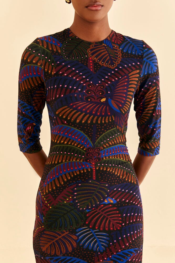Black Midnight Island Short Sleeve Midi Dress - Image 3