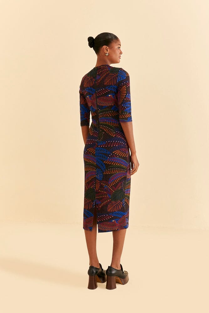 Black Midnight Island Short Sleeve Midi Dress - Image 4