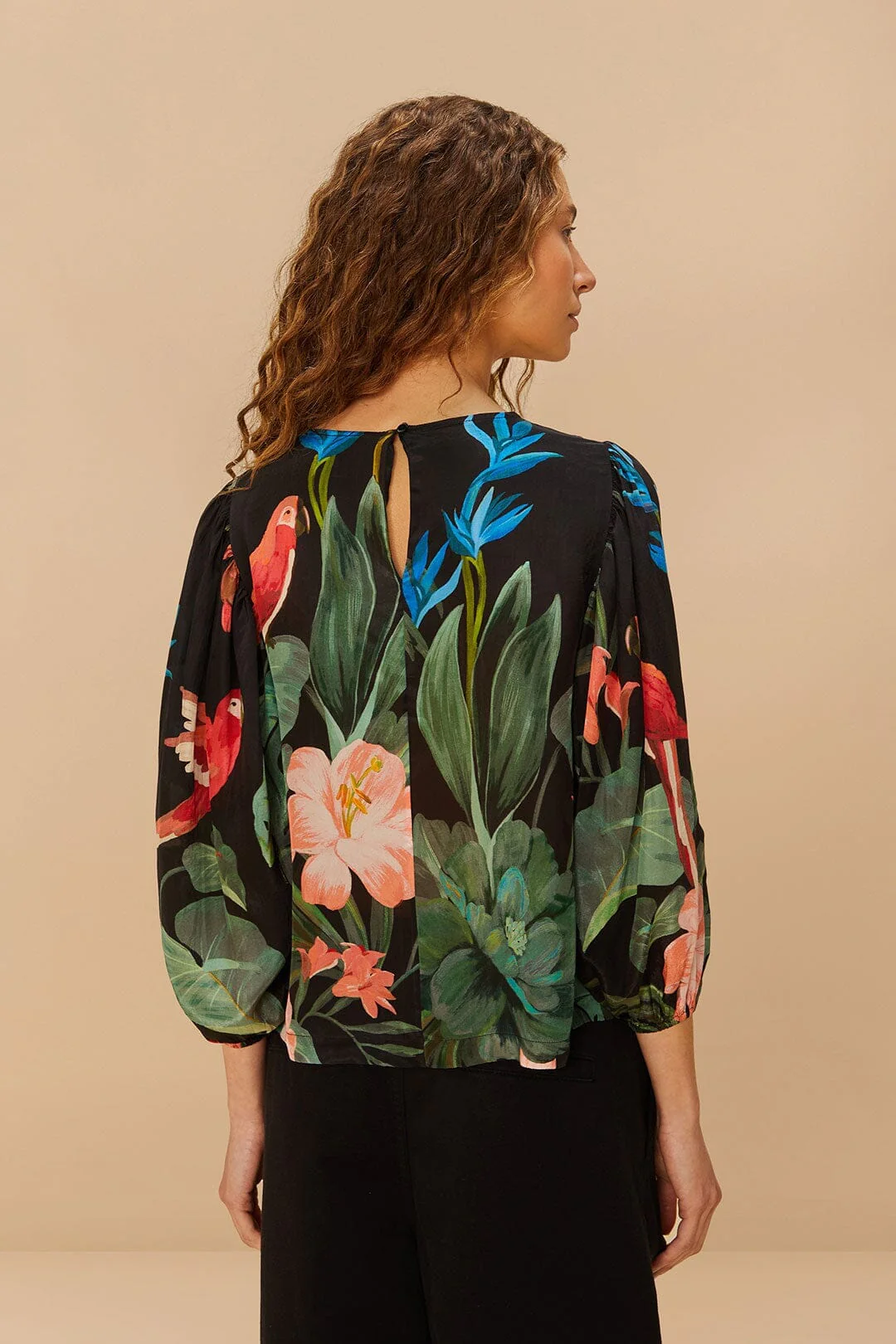 Midnight Macaw Fiesta Black Blouse - Image 4