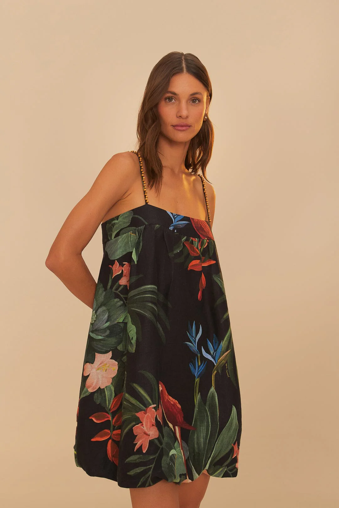MIDNIGHT MACAW FIESTA BLACK SLEEVELESS MINI DRESS - Image 2