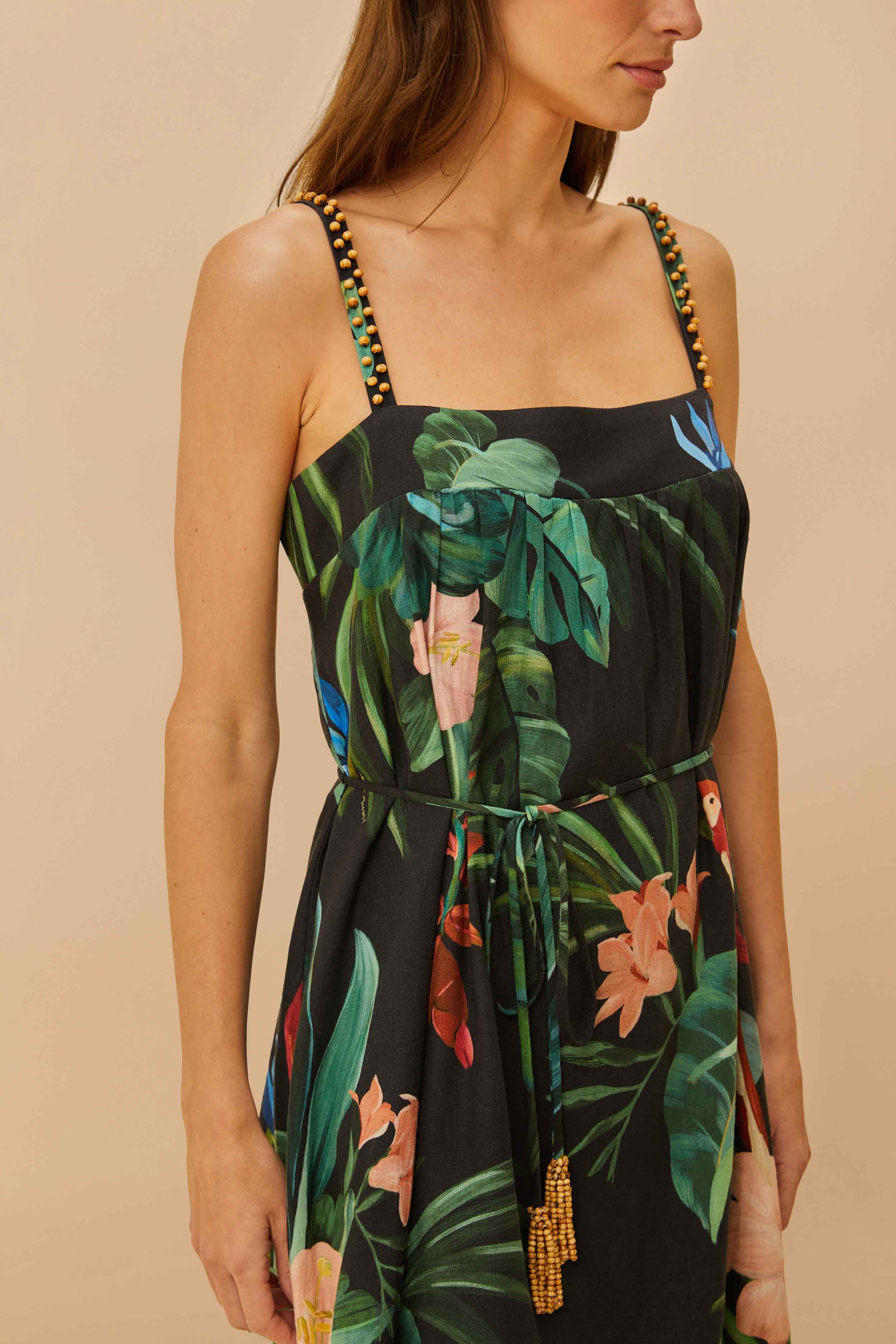 Black Midnight Macaw Fiesta LENZING™ ECOVERO™ Euroflax™ Mini Dress - Image 2