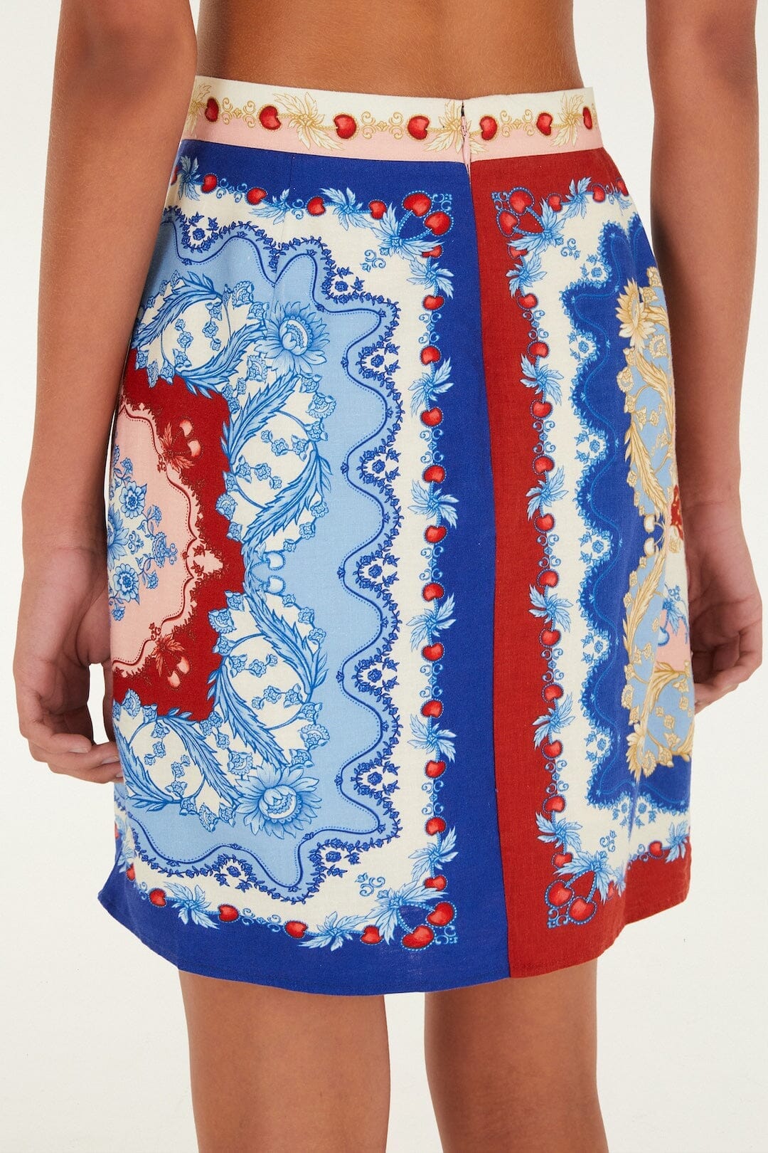 Mixed Cherry Royalty Scarf Lenzing Ecovero Euroflax Mini Skirt - Image 3