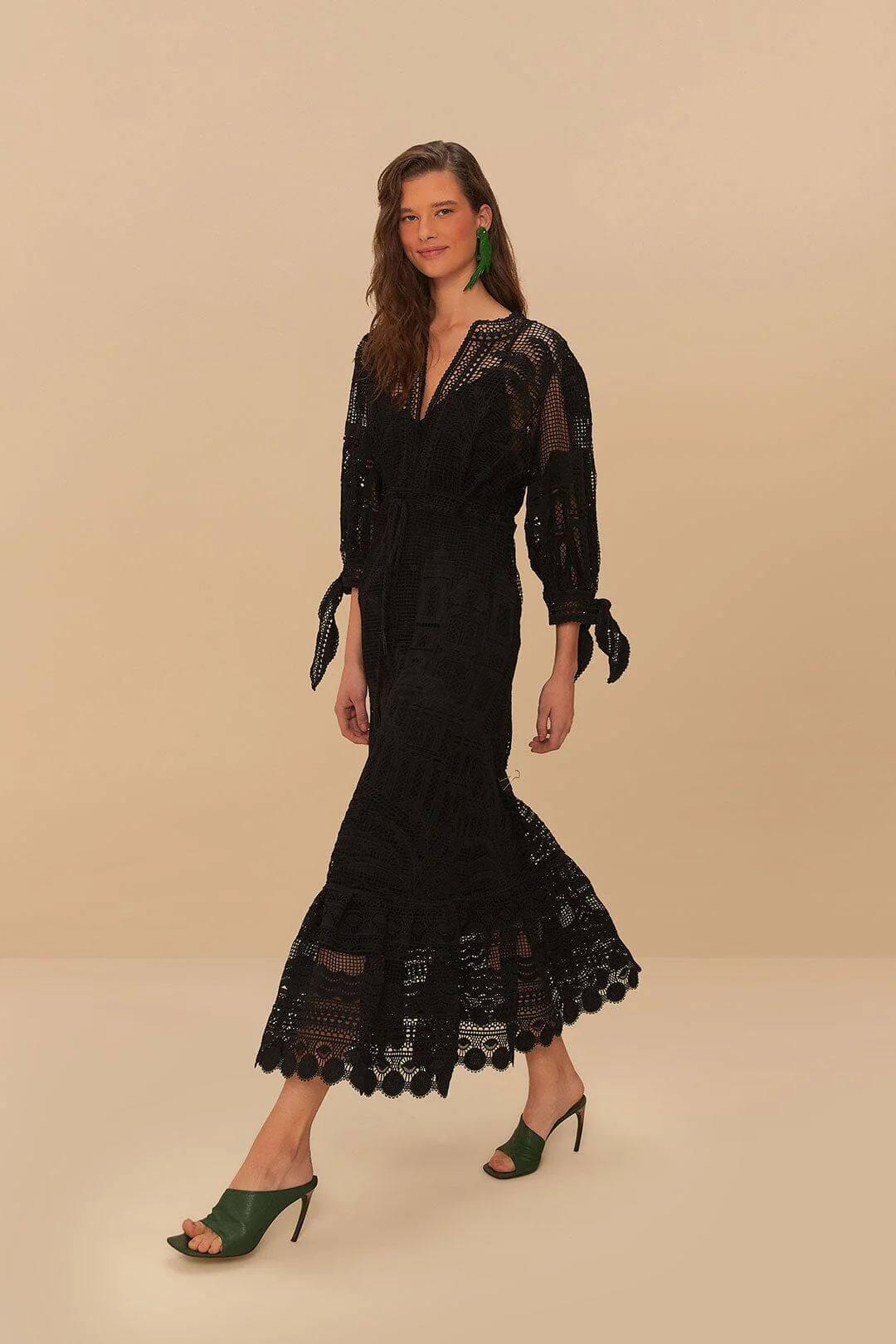 Black Morada Boa Guipure Maxi Dress - Image 2