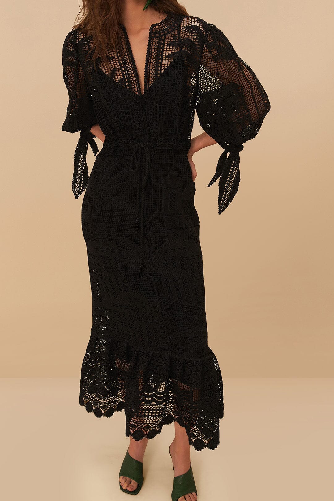 Black Morada Boa Guipure Maxi Dress - Image 3