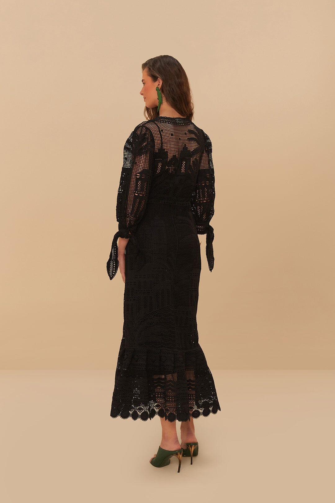 Black Morada Boa Guipure Maxi Dress - Image 5