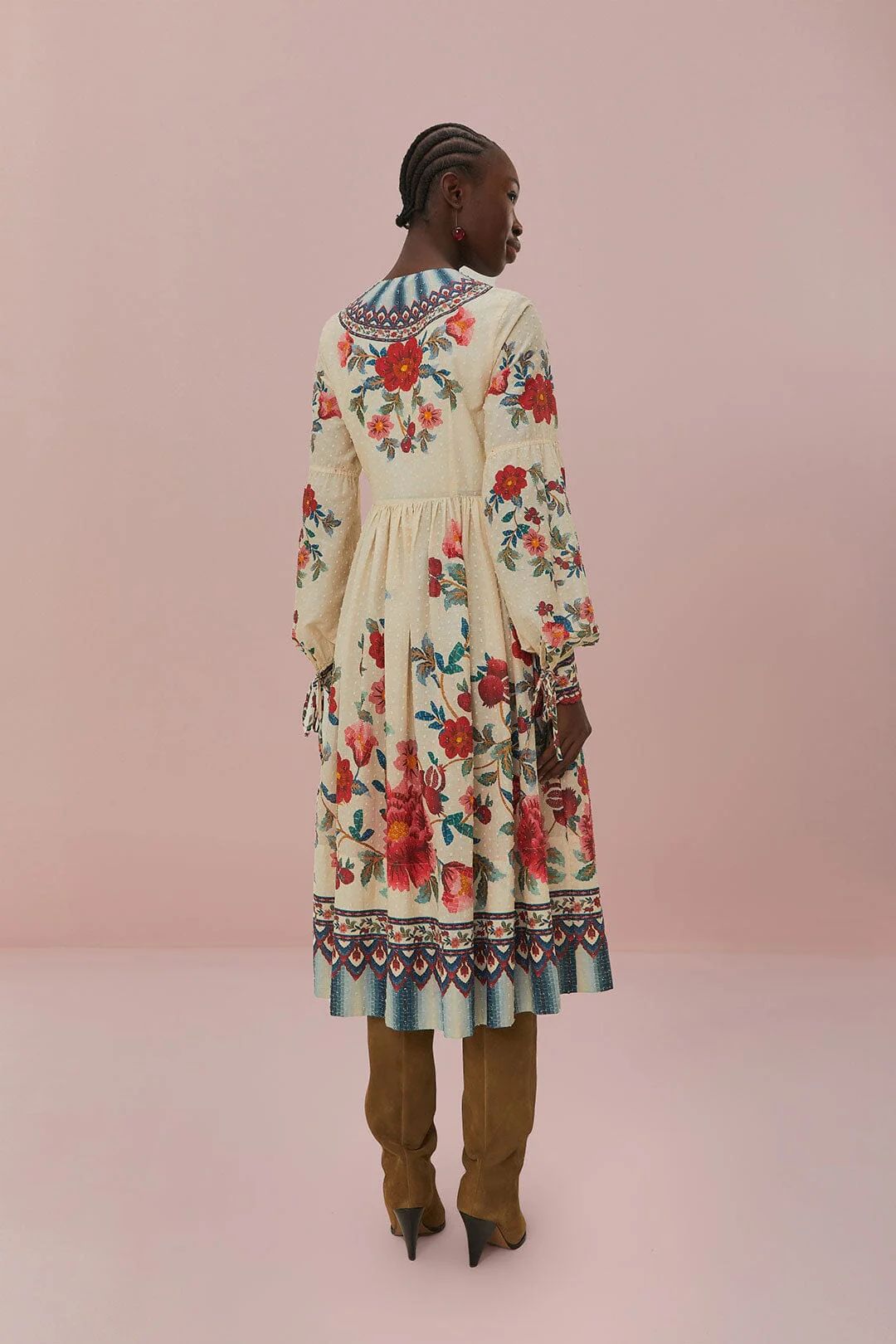MOSAIC GARDEN SAND MIDI DRESS - Image 3