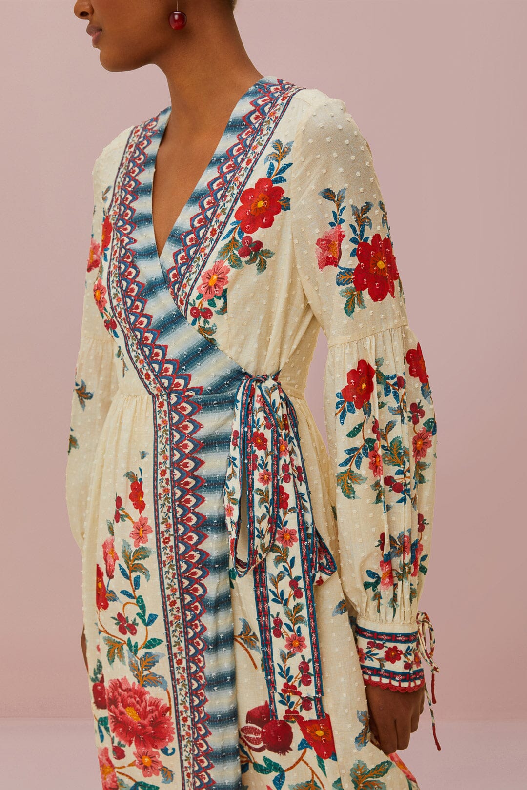 Sand Mosaic Garden Wrap Midi Dress - Image 3