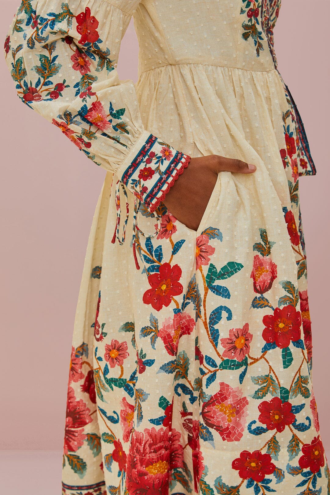 Sand Mosaic Garden Wrap Midi Dress - Image 4