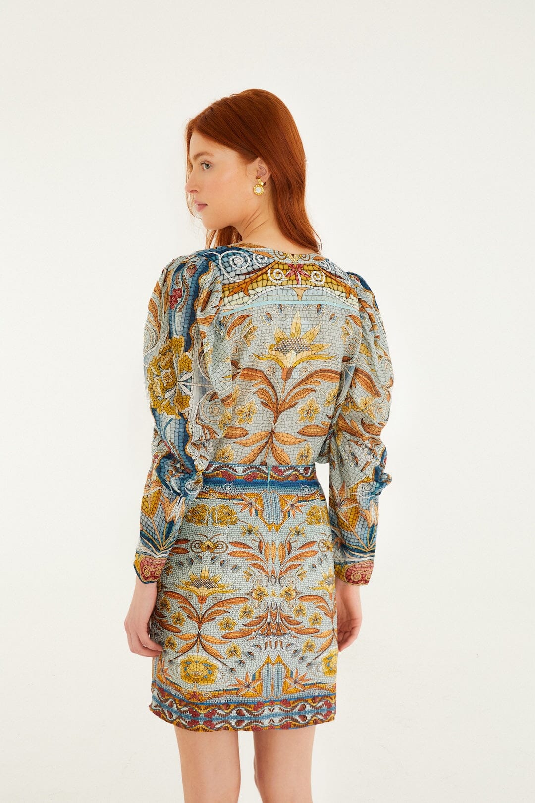 Blue Mosaic Garden Lenzing Ecovero Viscose Mini Wrap Skirt - Image 3