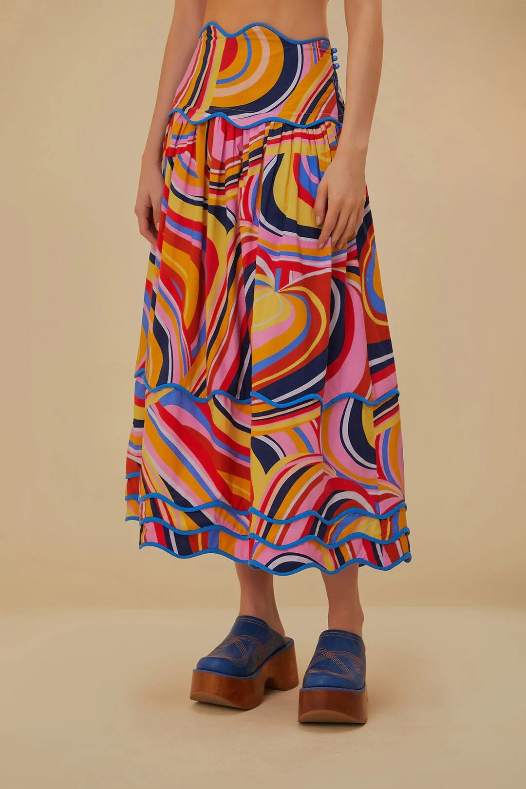 Multicolor Waves Midi Skirt - Image 2