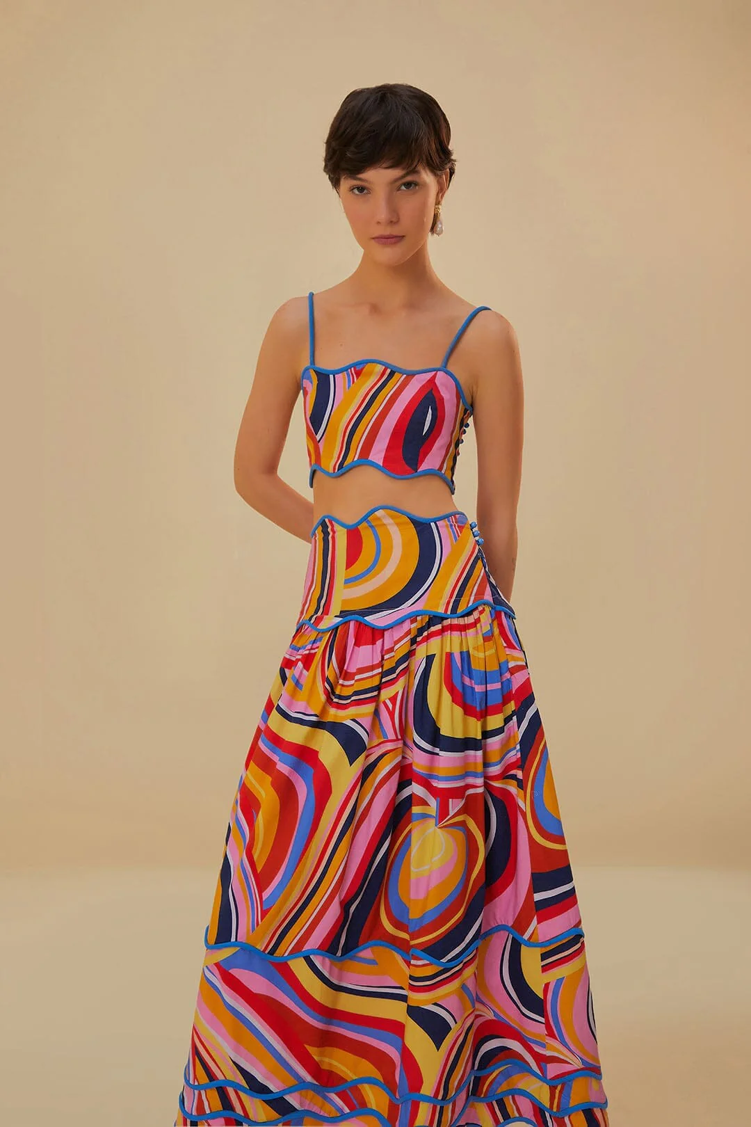 Multicolor Waves Midi Skirt - Image 3
