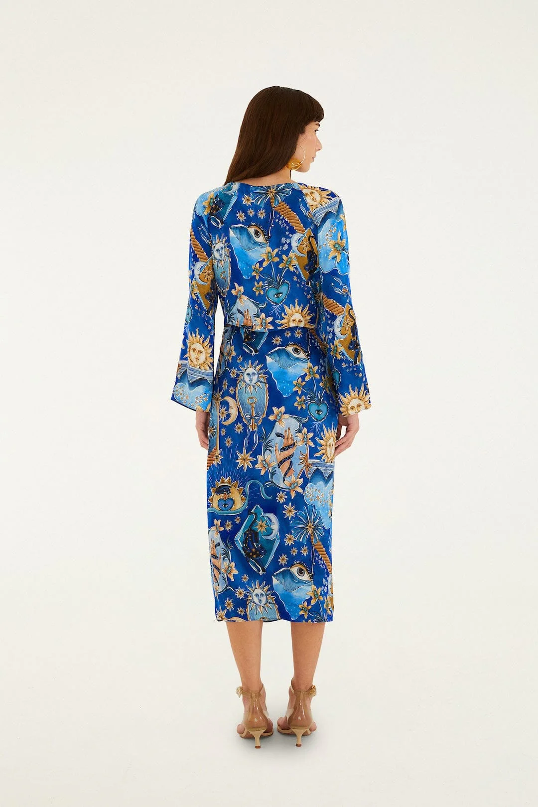 Blue Mystical Front Cut-Out Crop Blouse and Skirt Set - Image 4