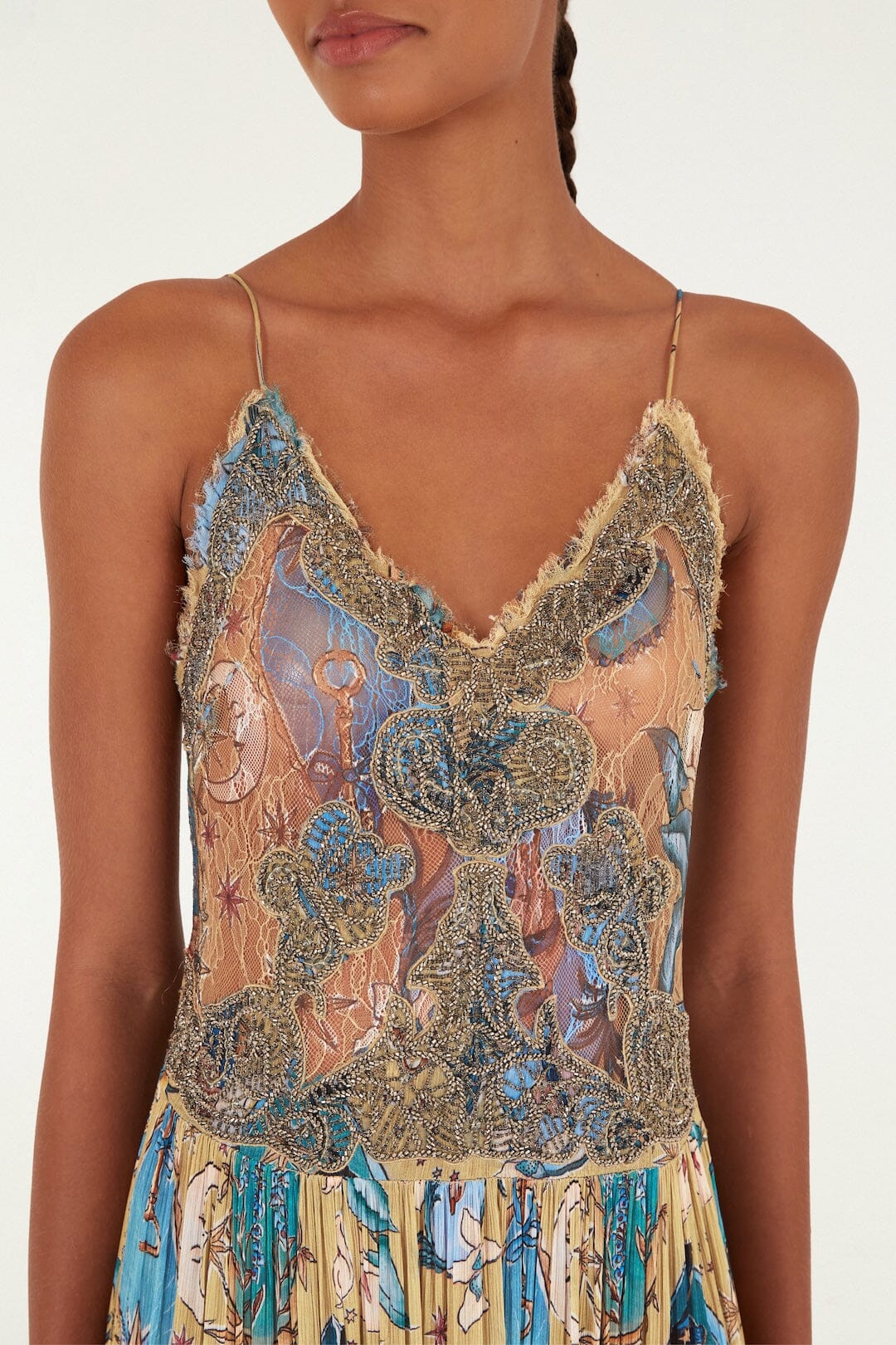 Sand Mystical Sleeveless Pleated Midi Dress - Image 2