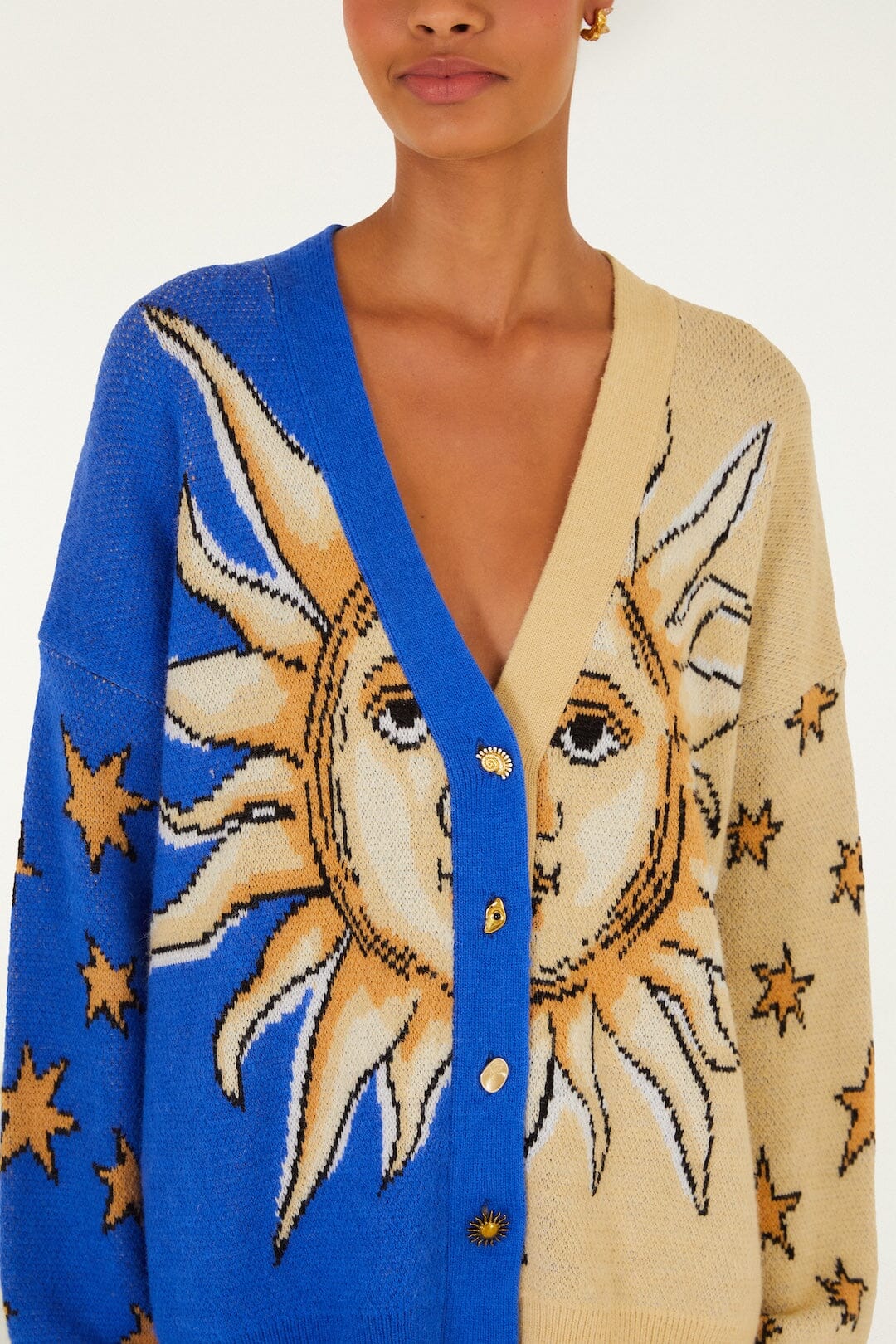 Mixed Mystical Sun Buttoned Knit Cardigan - Image 2