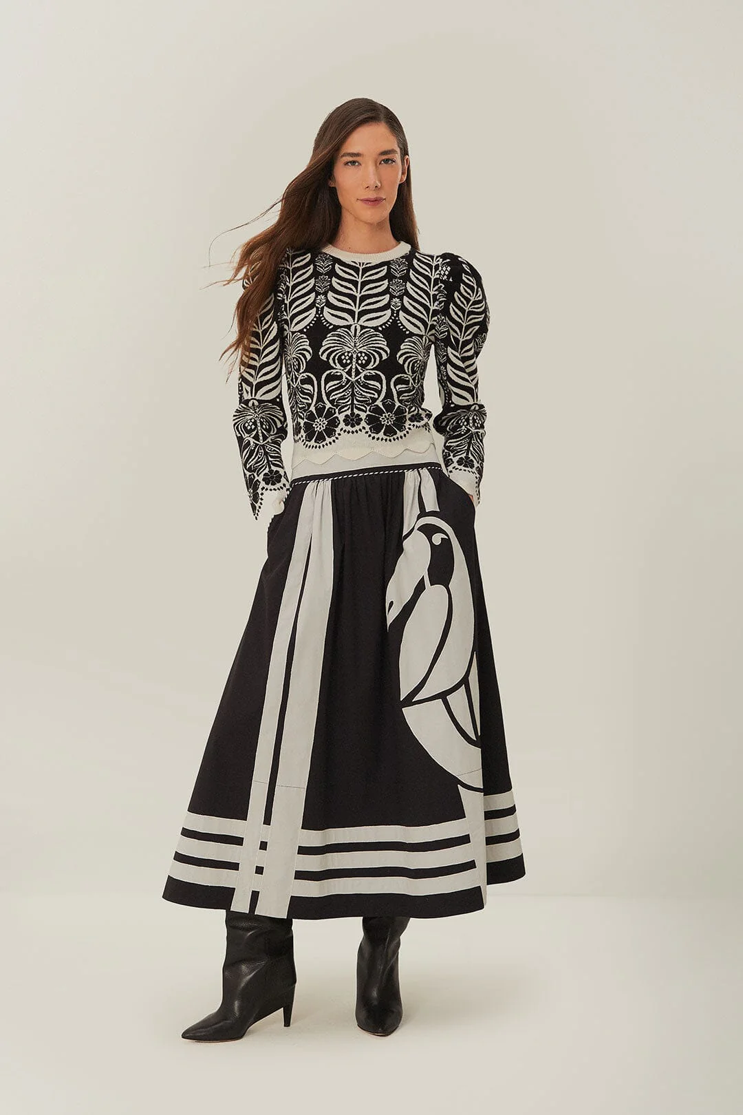 NATURE BLACK MIDI SKIRT