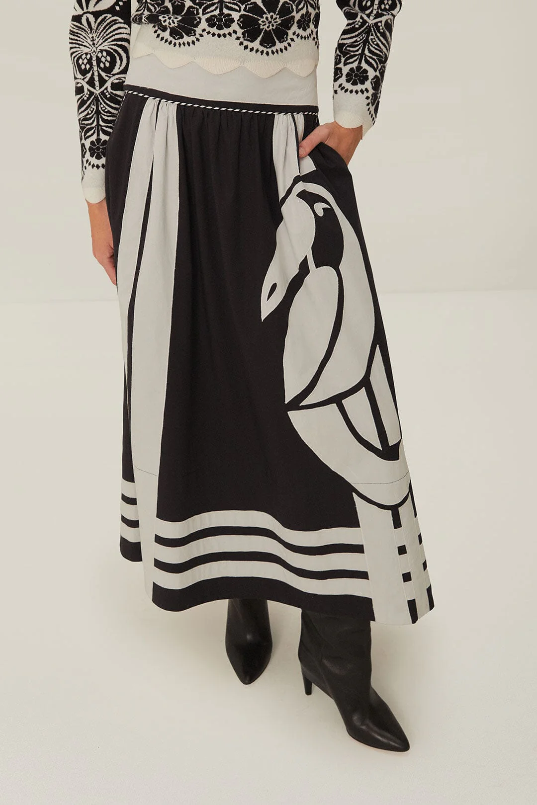NATURE BLACK MIDI SKIRT - Image 2