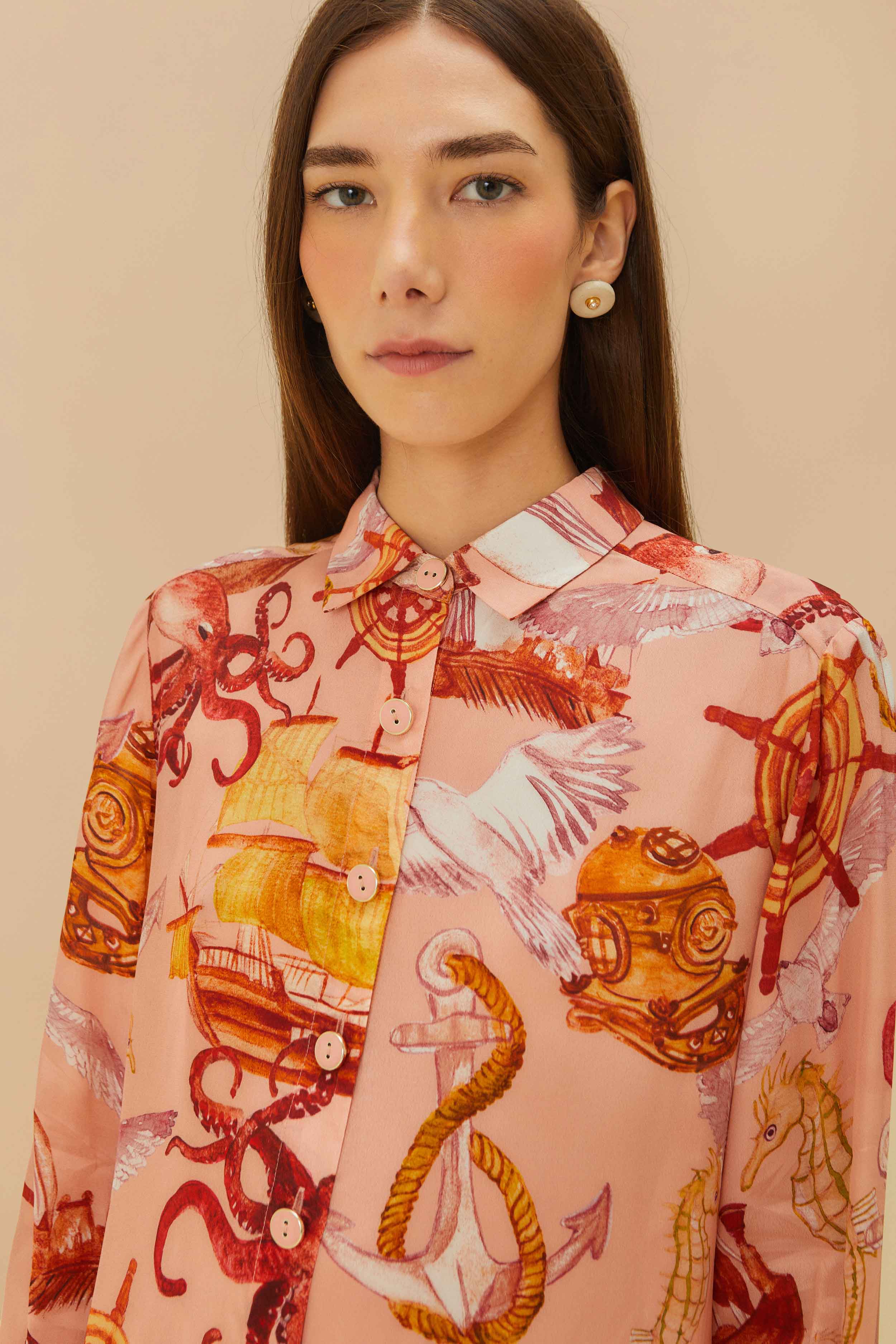 Pink Nautical Wonder Pajama Shirt - Image 3