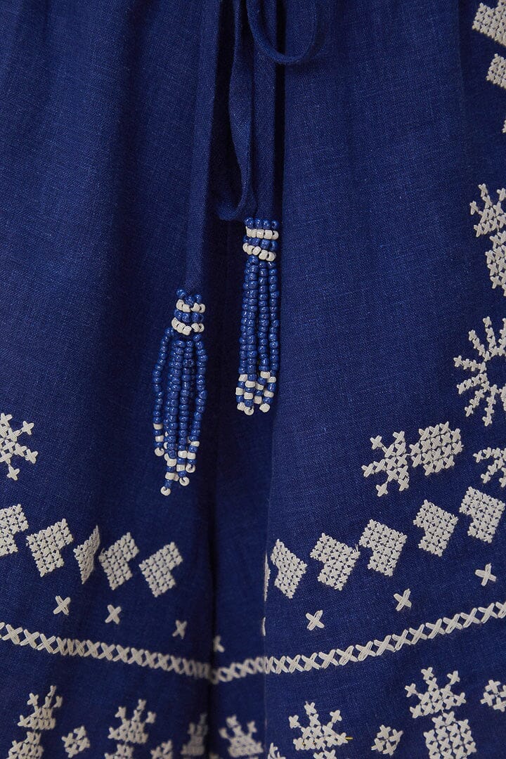 Navy Blue Embroidered Shorts - Image 5