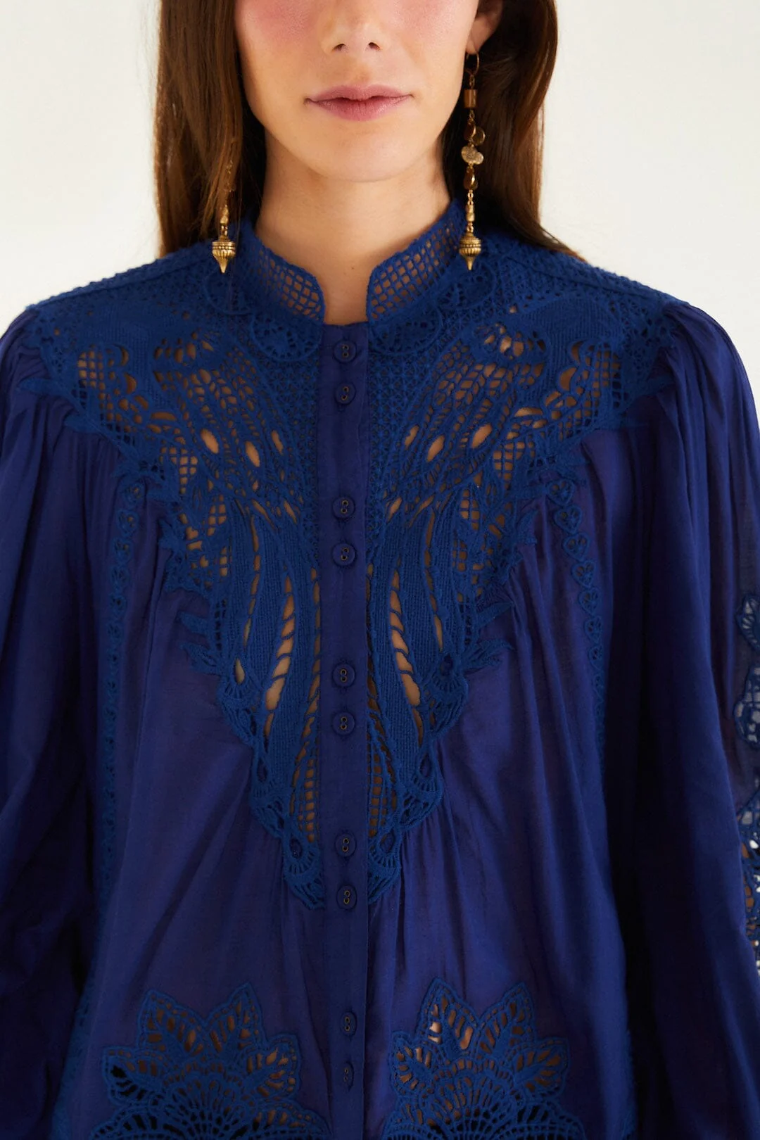 Navy Blue Guipure Blouse - Image 2