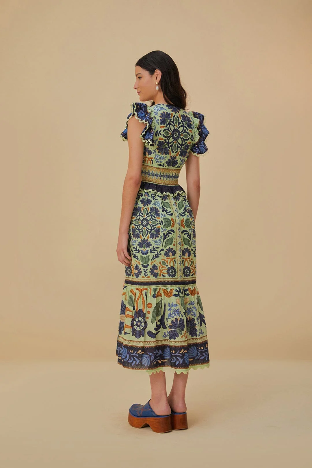 Ocean Tapestry Green Maxi Dress - Image 4