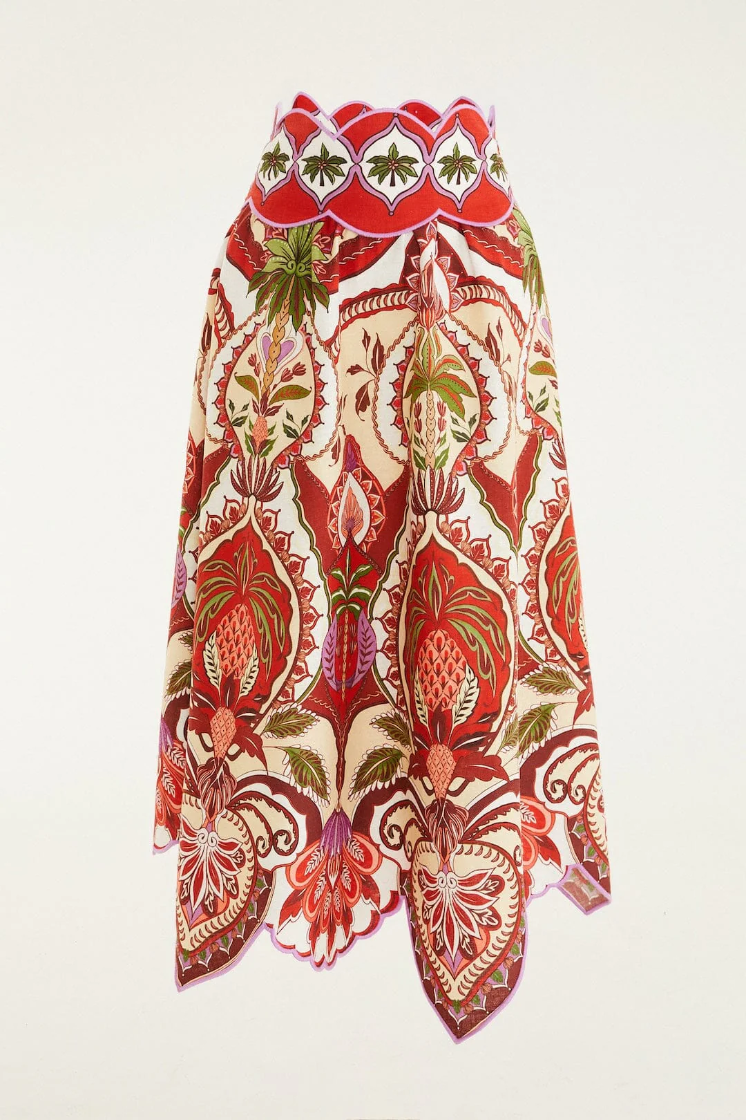 Red Odara Scallops Lenzing™ Ecovero™ Euroflax™ Midi Skirt - Image 5