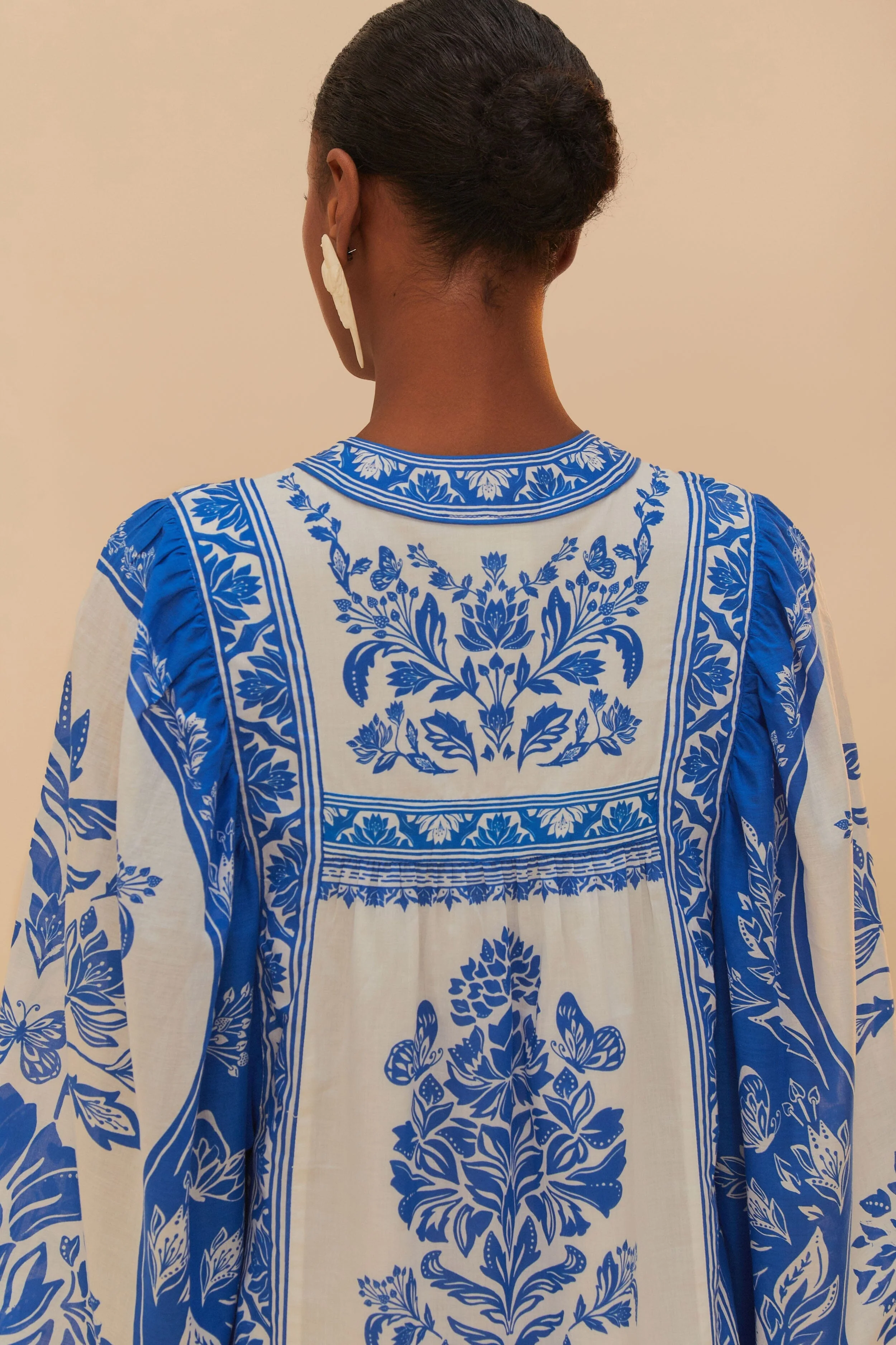 Off-White Delicate Tapestry Long Sleeve Maxi Dress - Image 5