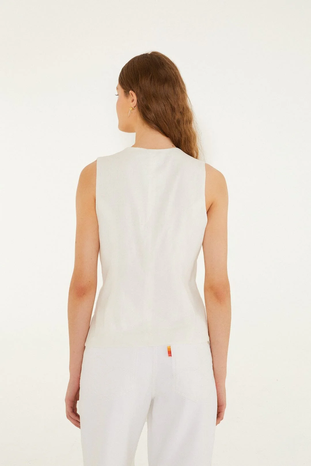 Off-White Embroidered Lenzing Ecovero Euroflax Blouse - Image 4