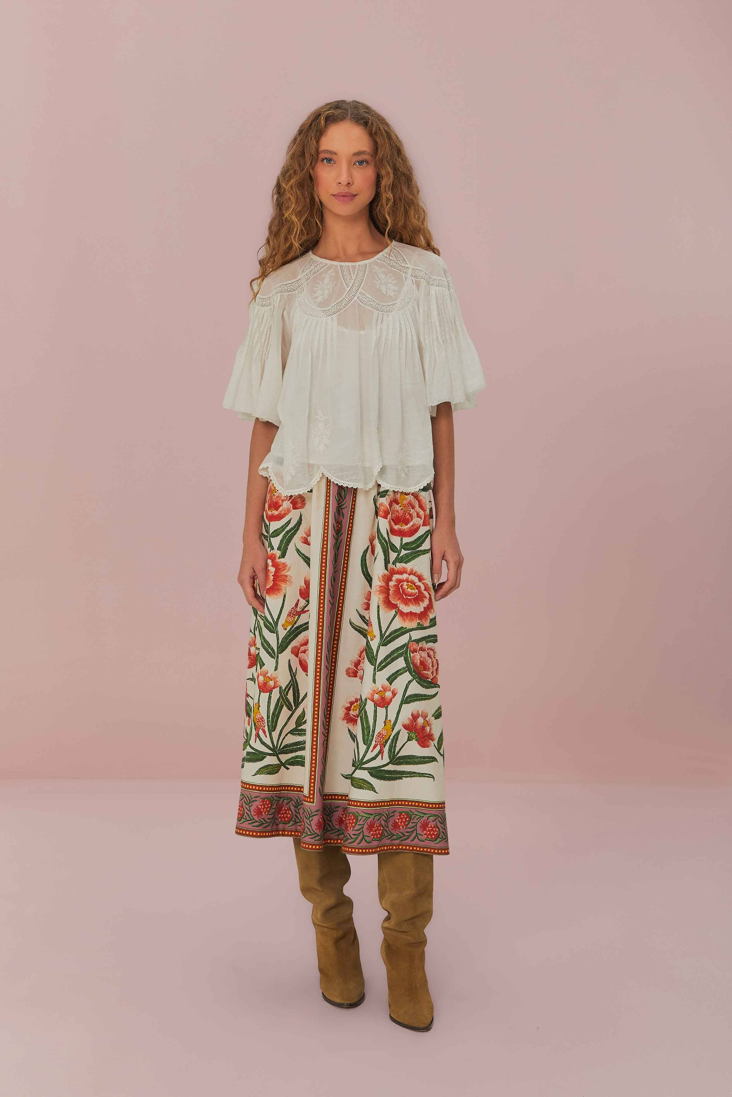 OFF-WHITE EMBROIDERED SHORT SLEEVE BLOUSE - Image 2