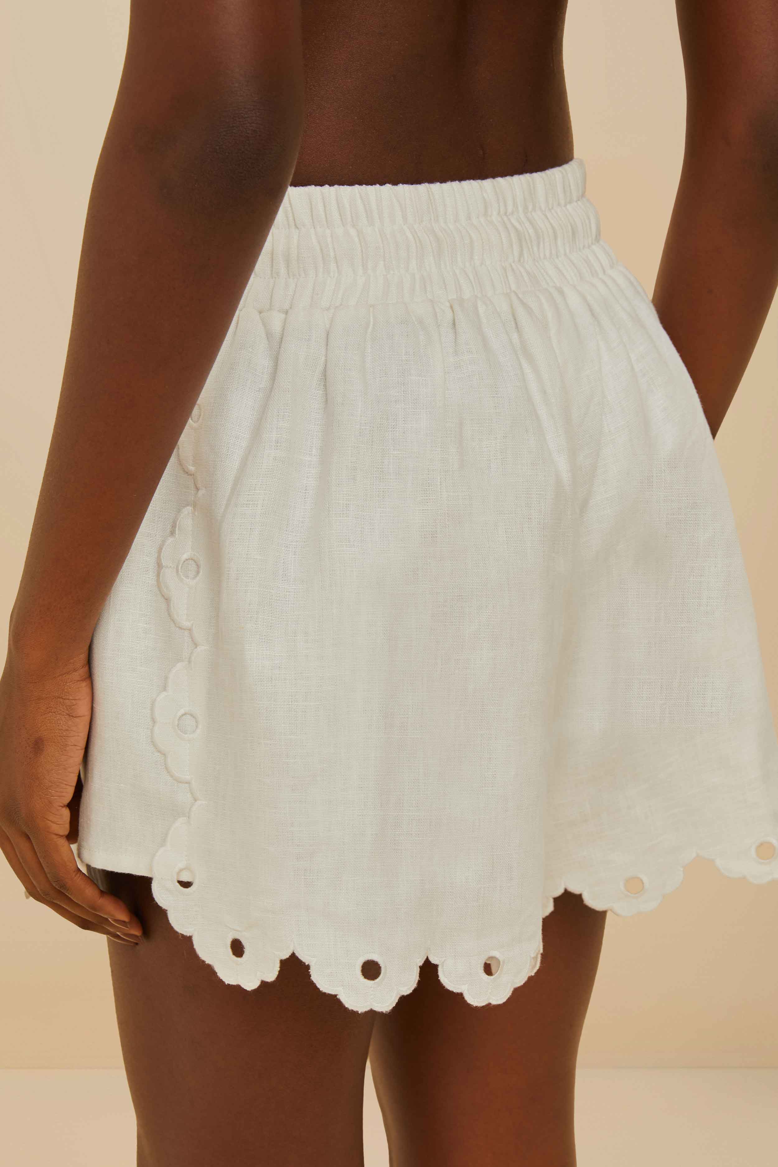 Off-White Flowers Richelieu Euroflax™ Premium Linen Shorts - Image 4
