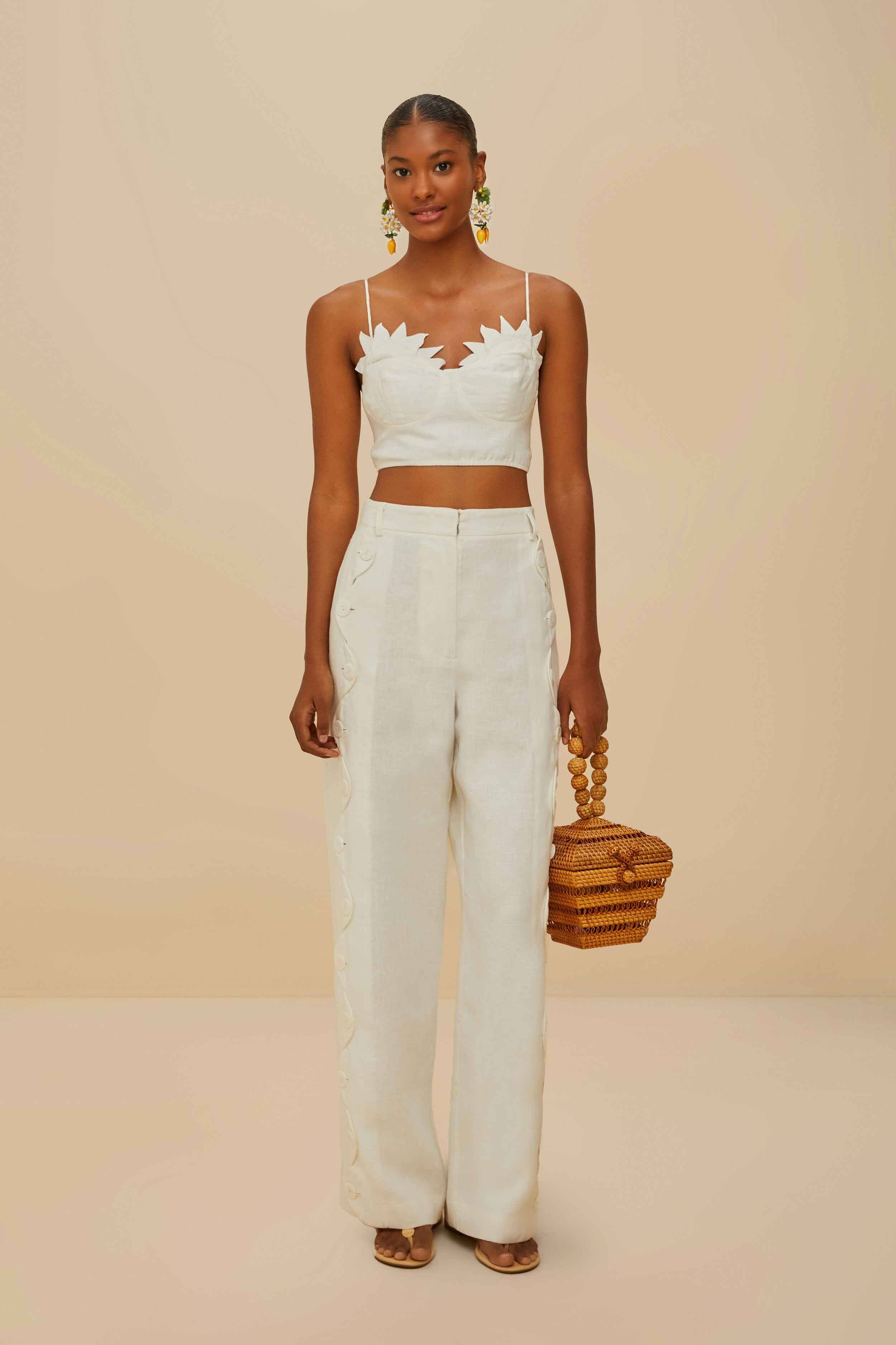 Off-White High Waisted Euroflax™ Premium Linen Pants