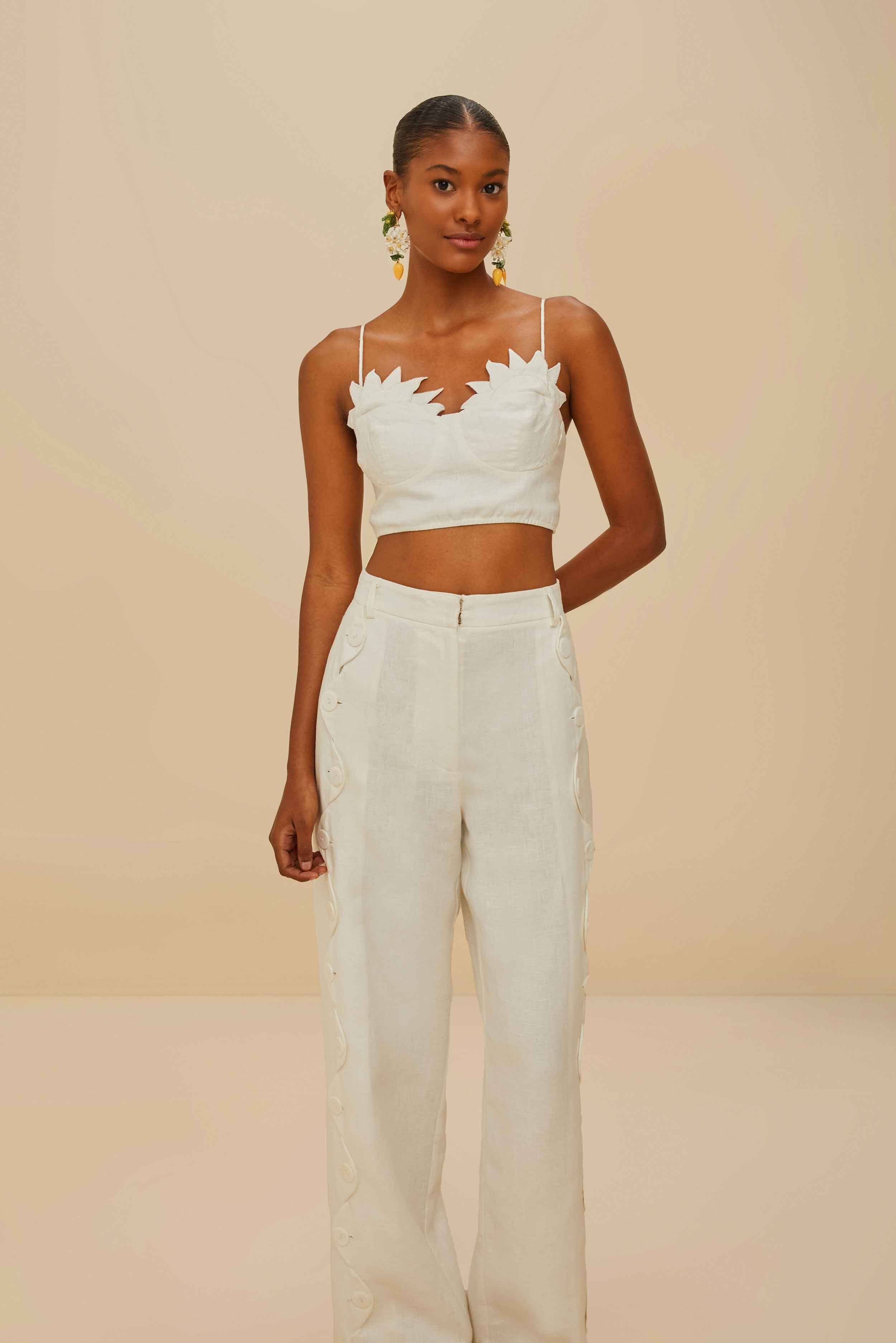 Off-White High Waisted Euroflax™ Premium Linen Pants - Image 2