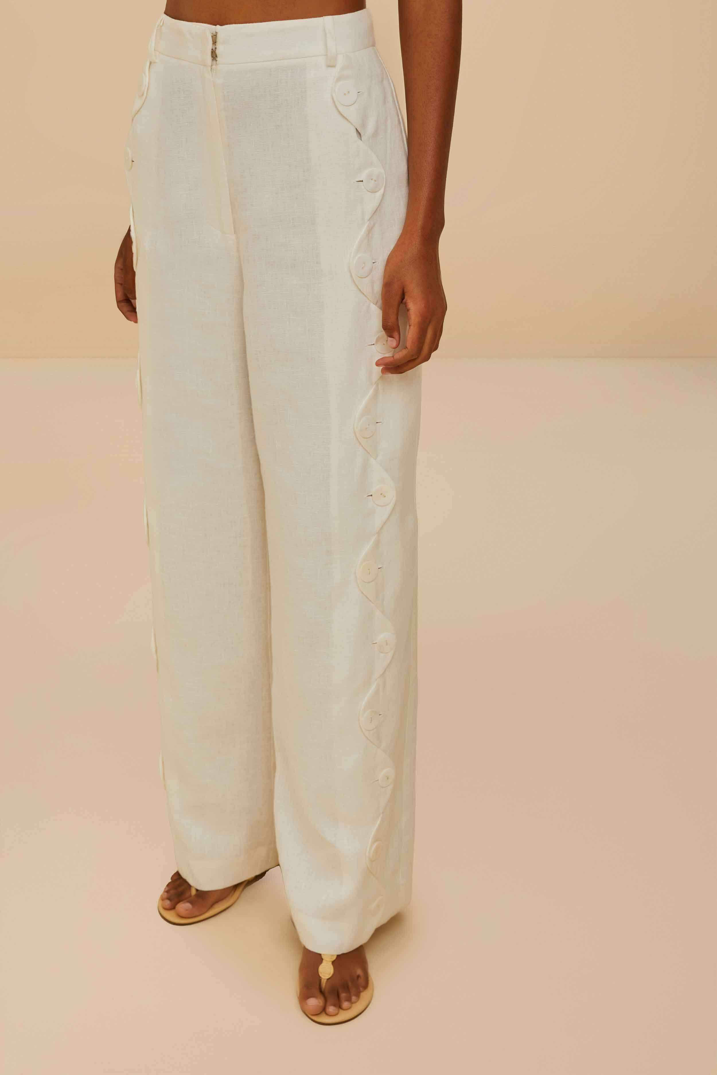 Off-White High Waisted Euroflax™ Premium Linen Pants - Image 3