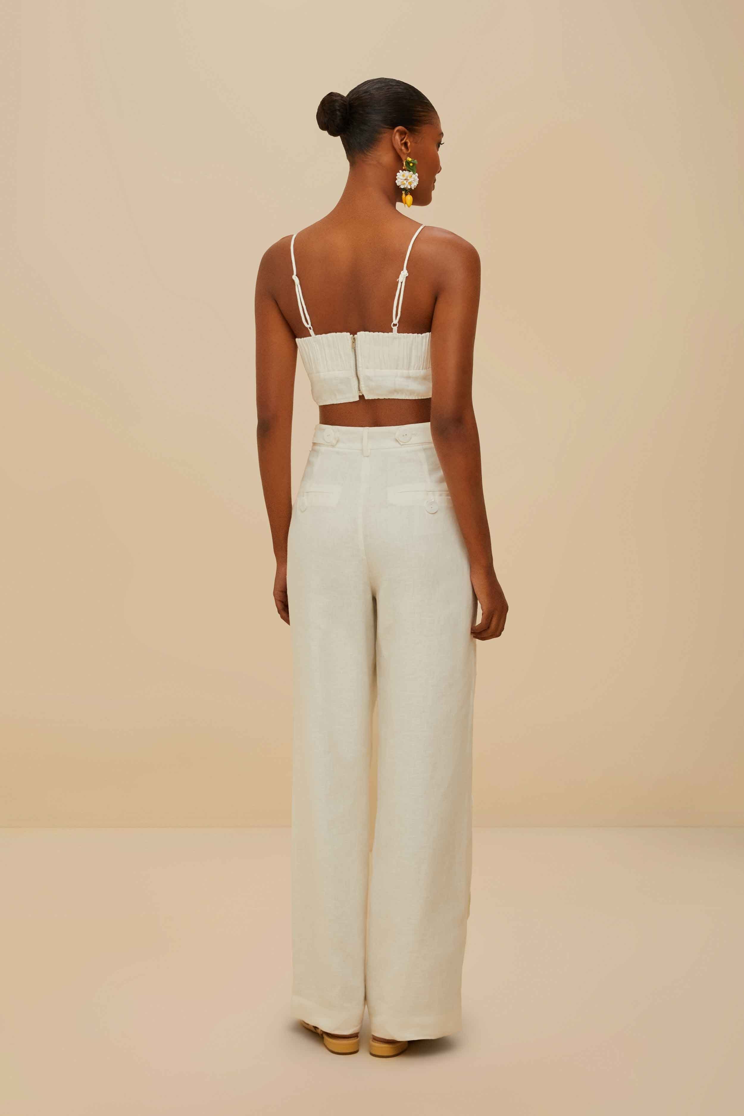 Off-White High Waisted Euroflax™ Premium Linen Pants - Image 4