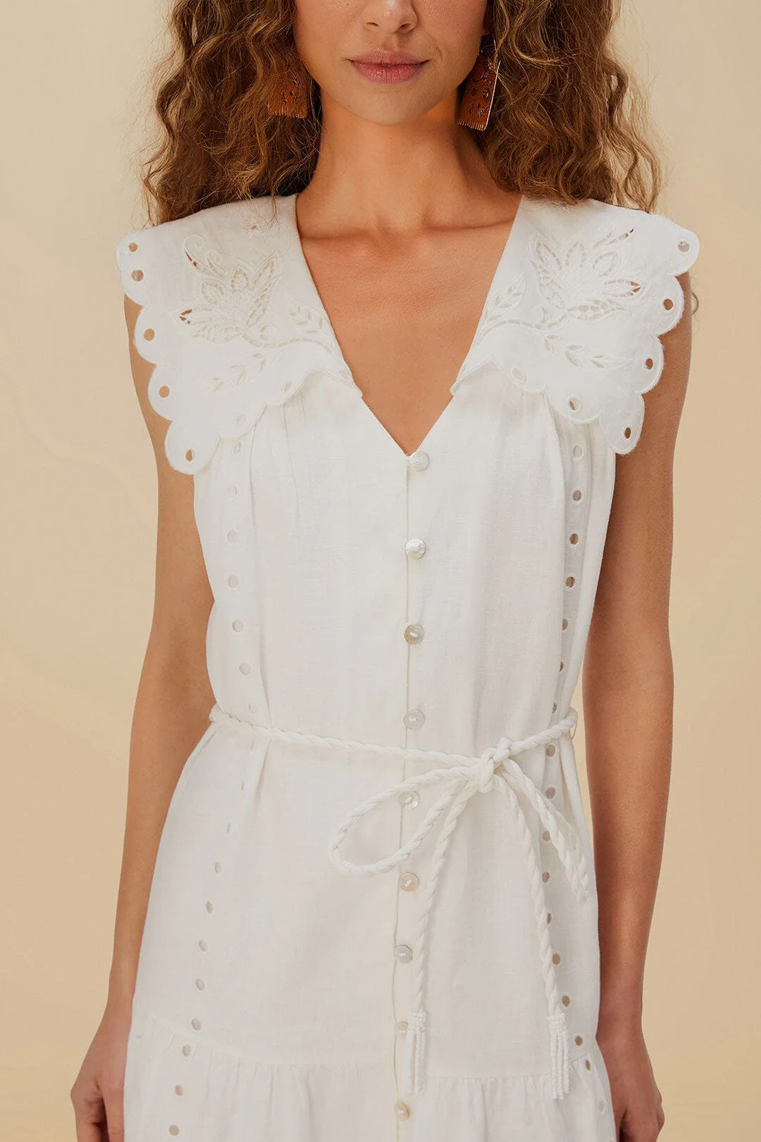 Off-White Sleeveless Euroflax™ Premium Linen Maxi Dress - Image 3