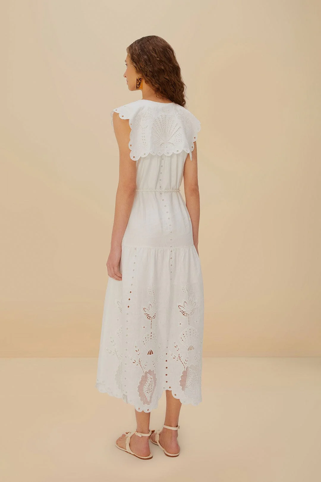 Off-White Sleeveless Euroflax™ Premium Linen Maxi Dress - Image 4