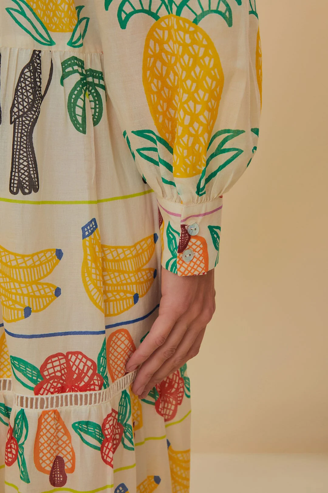 Off-White Tropicolors Yoke Embroidered Midi Dress - Image 5