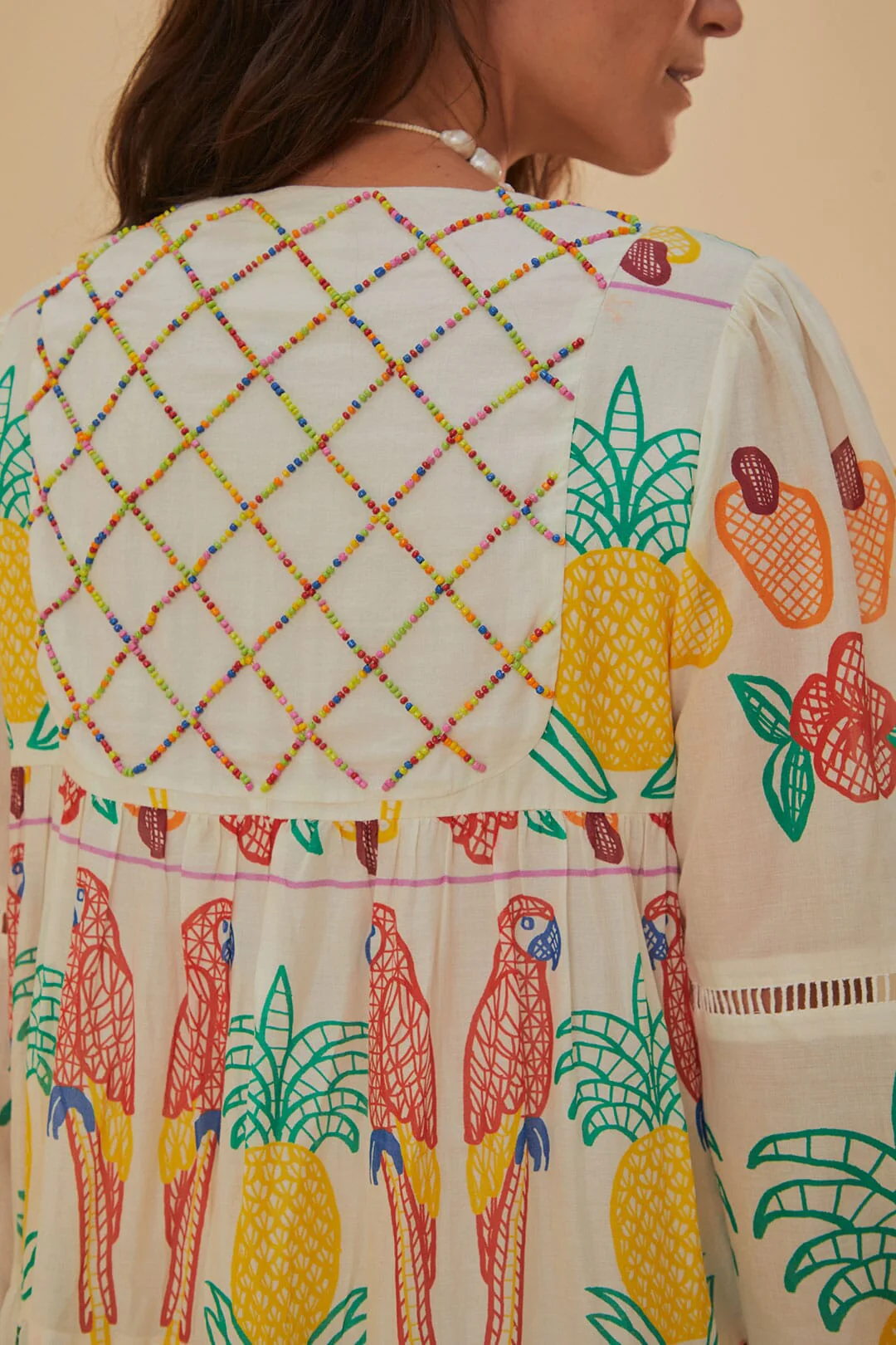 Off-White Tropicolors Yoke Embroidered Midi Dress - Image 6