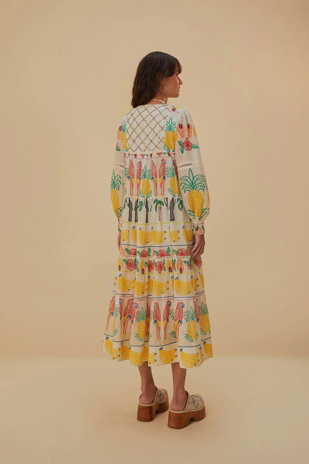 Off-White Tropicolors Yoke Embroidered Midi Dress - Image 8