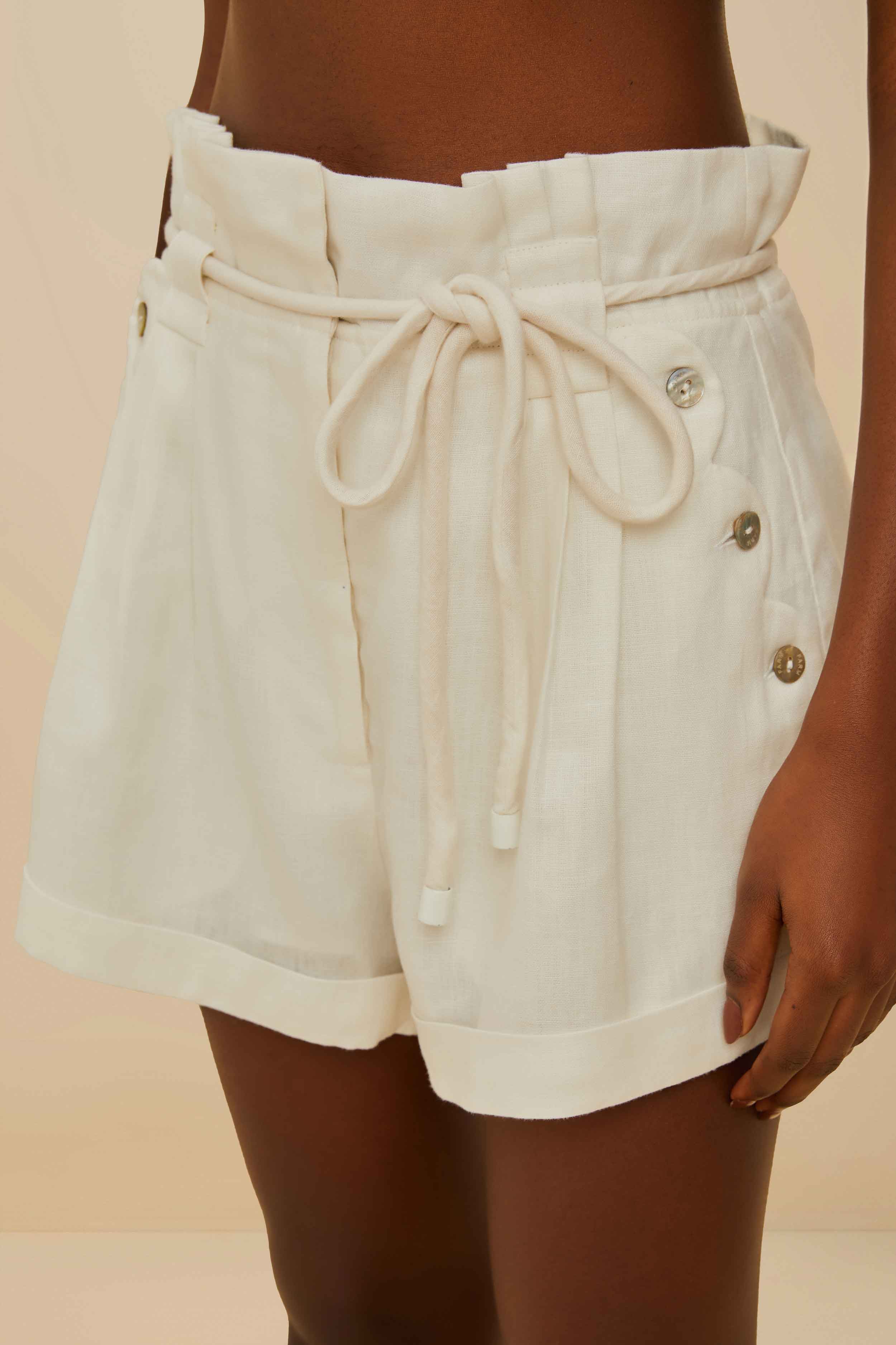 Off-White Wavy Pockets Euroflax™ Premium Linen Shorts - Image 2