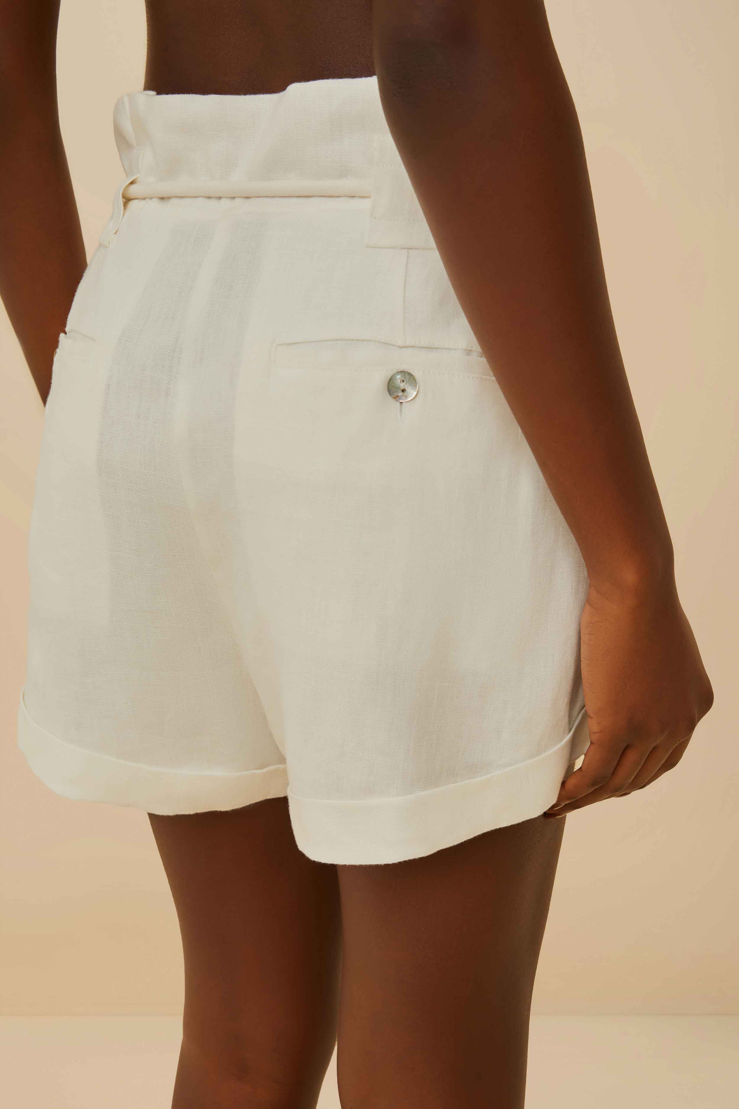 Off-White Wavy Pockets Euroflax™ Premium Linen Shorts - Image 3