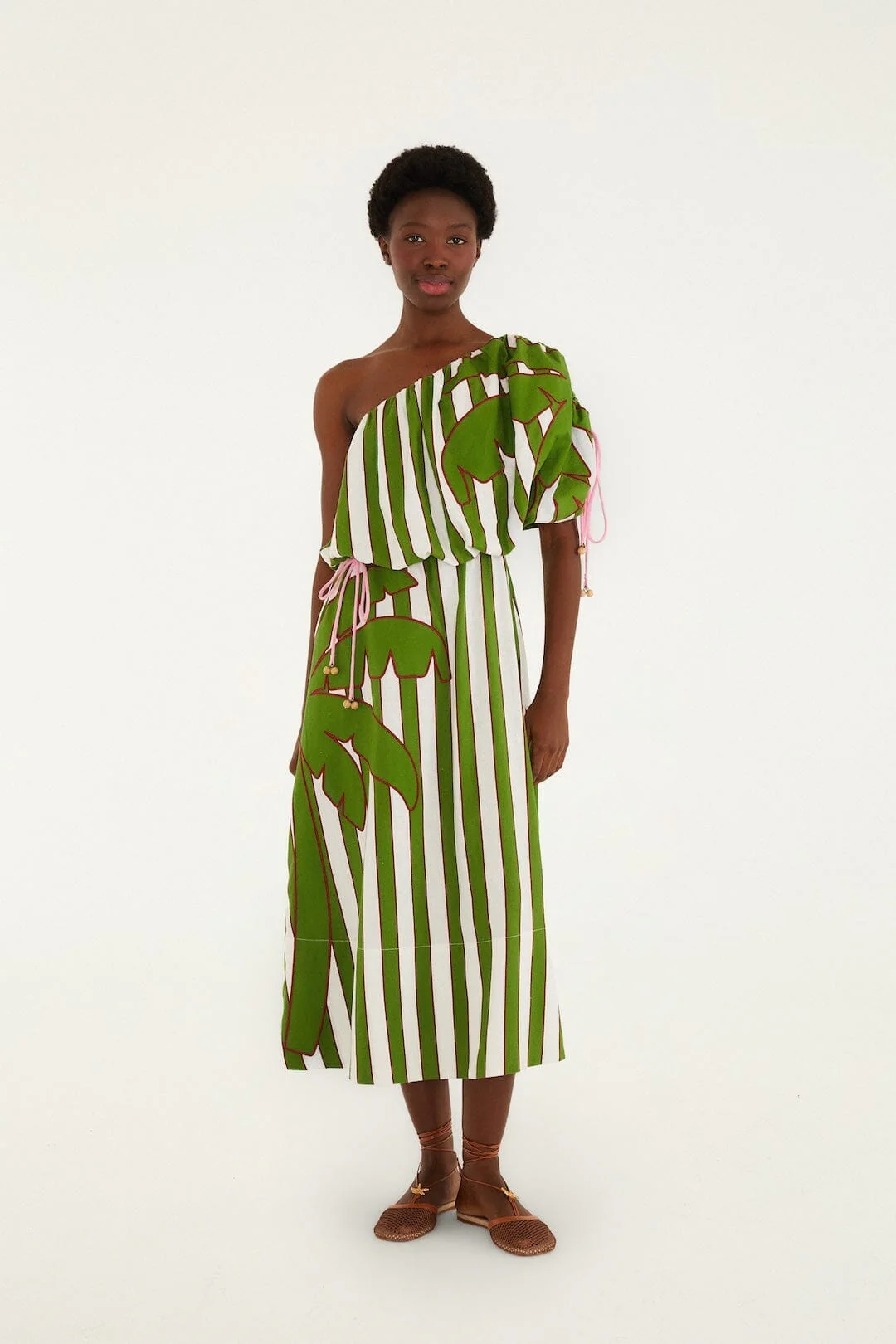 Off-White One-Shoulder Lenzing Ecovero Euroflax Midi Dress