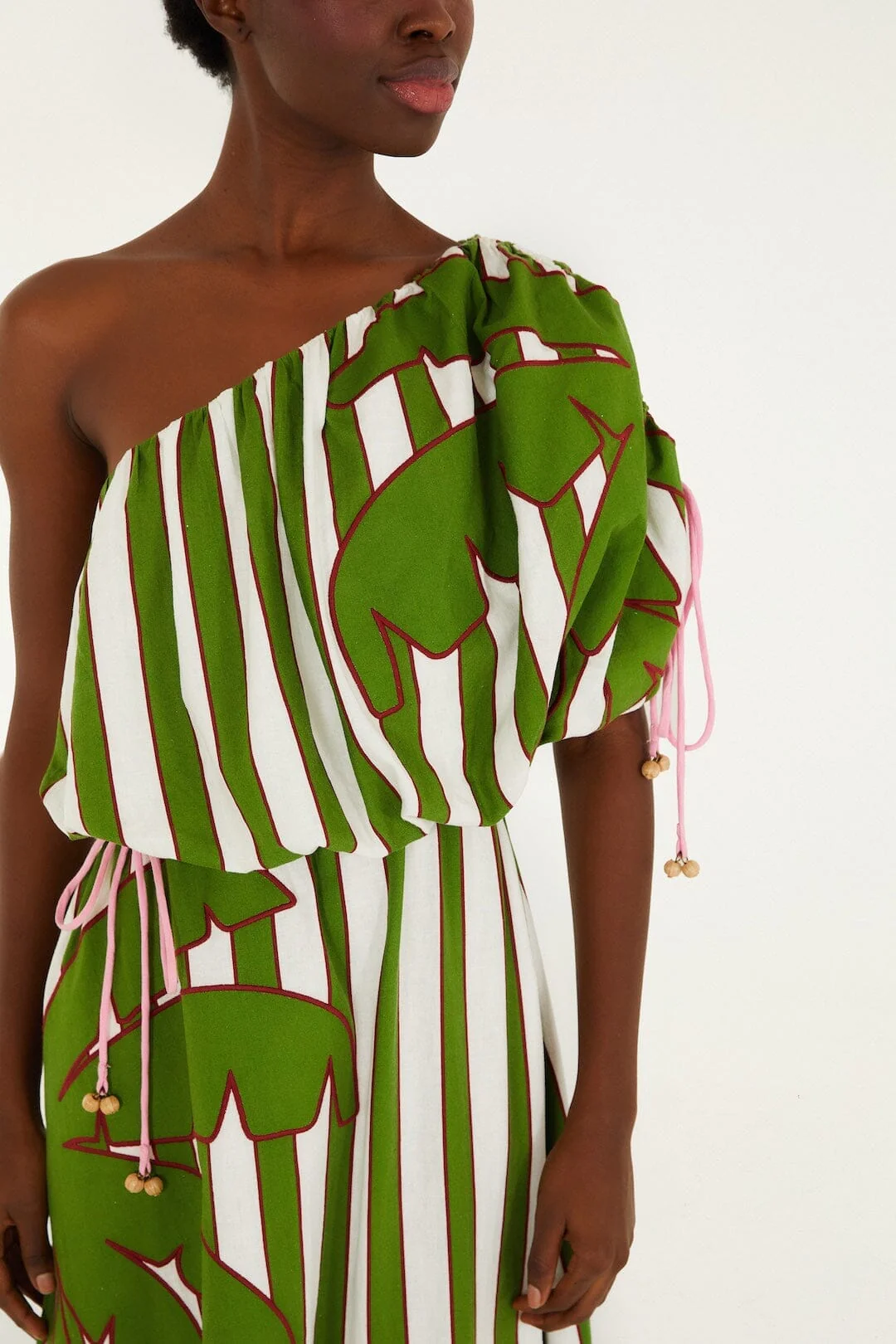 Off-White One-Shoulder Lenzing Ecovero Euroflax Midi Dress - Image 2