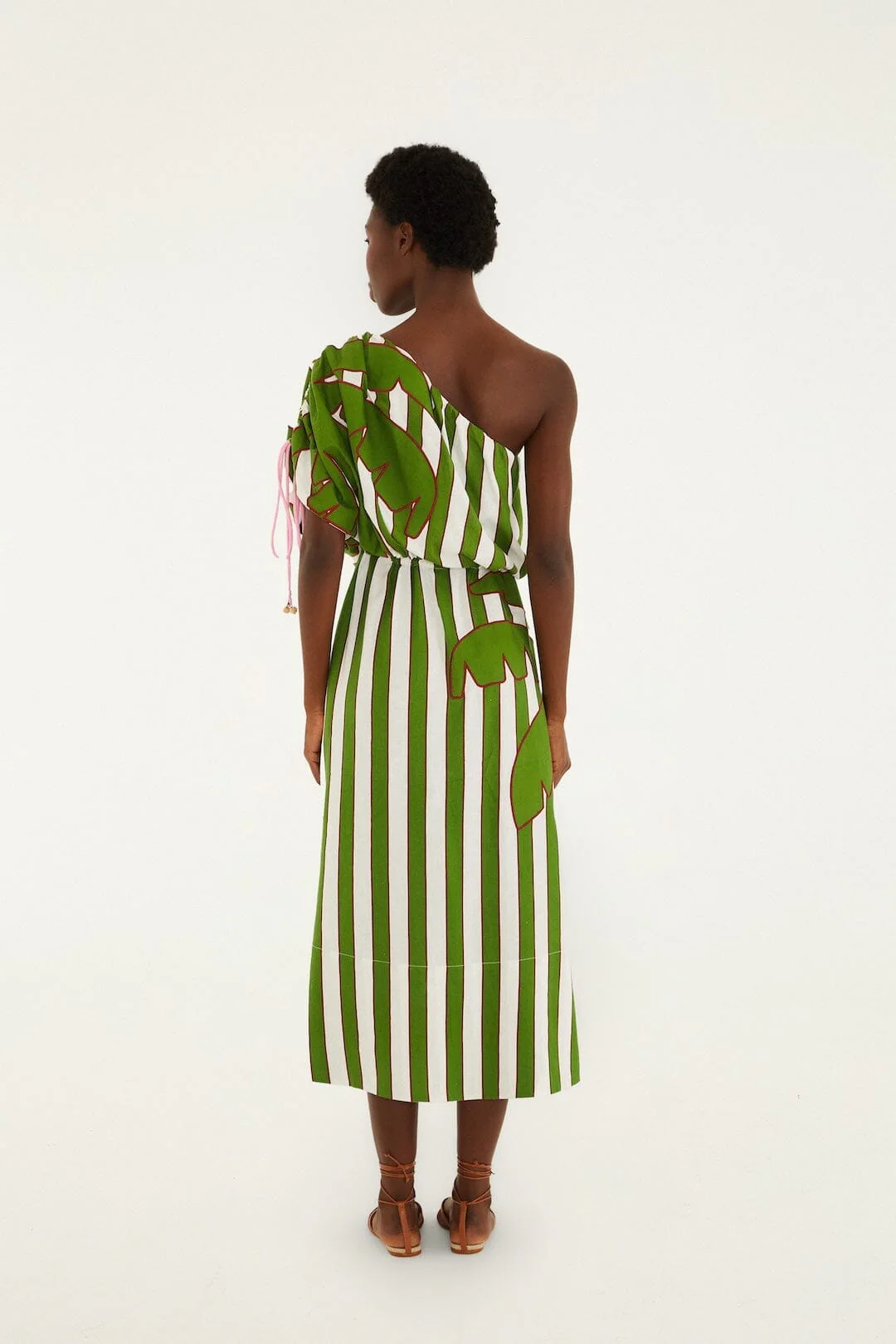 Off-White One-Shoulder Lenzing Ecovero Euroflax Midi Dress - Image 3