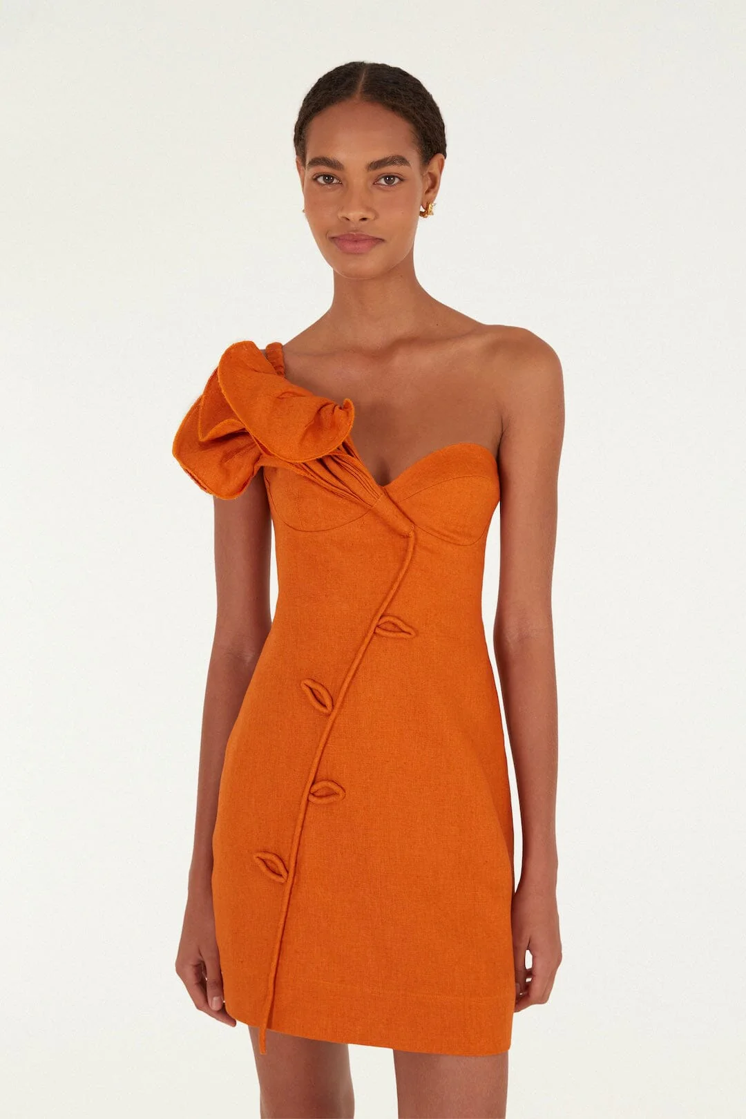Orange Flower Euroflax Premium Linen Mini Dress