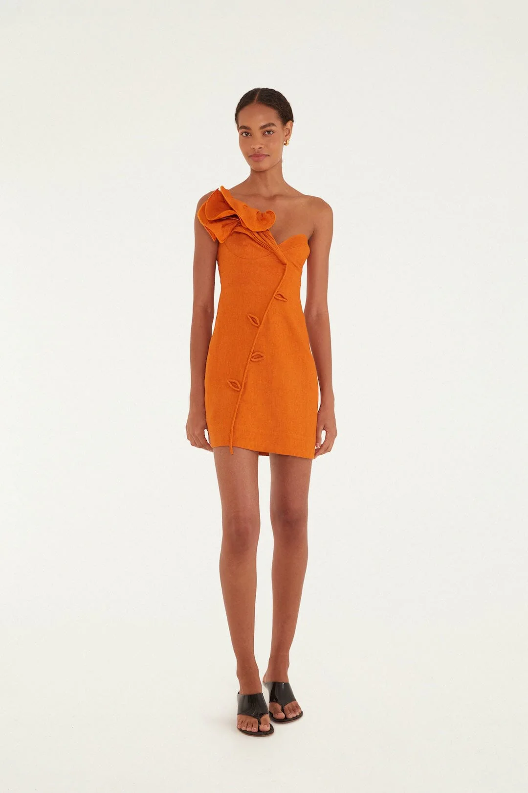 Orange Flower Euroflax Premium Linen Mini Dress - Image 4