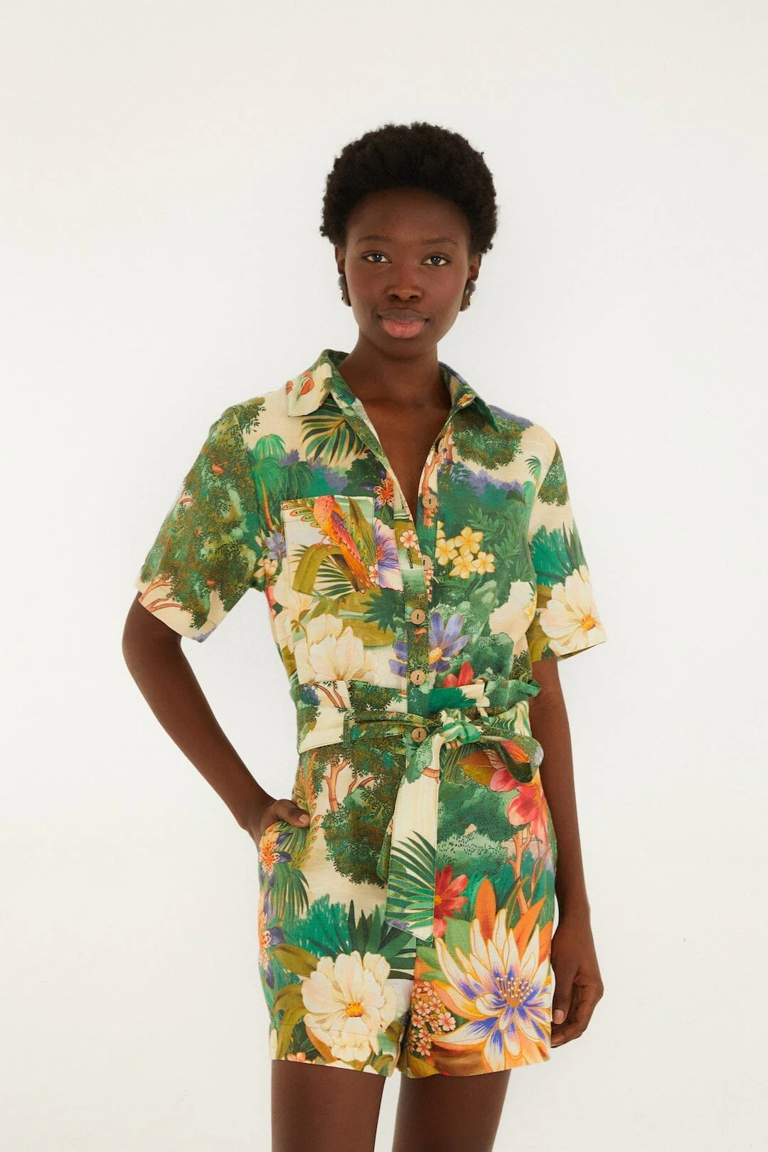 Multicolor Oriental Garden Lenzing Ecovero Euroflax Romper