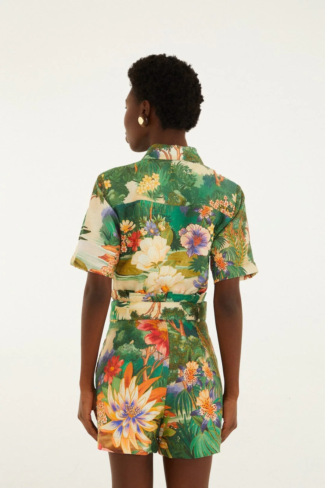 Multicolor Oriental Garden Lenzing Ecovero Euroflax Romper - Image 3